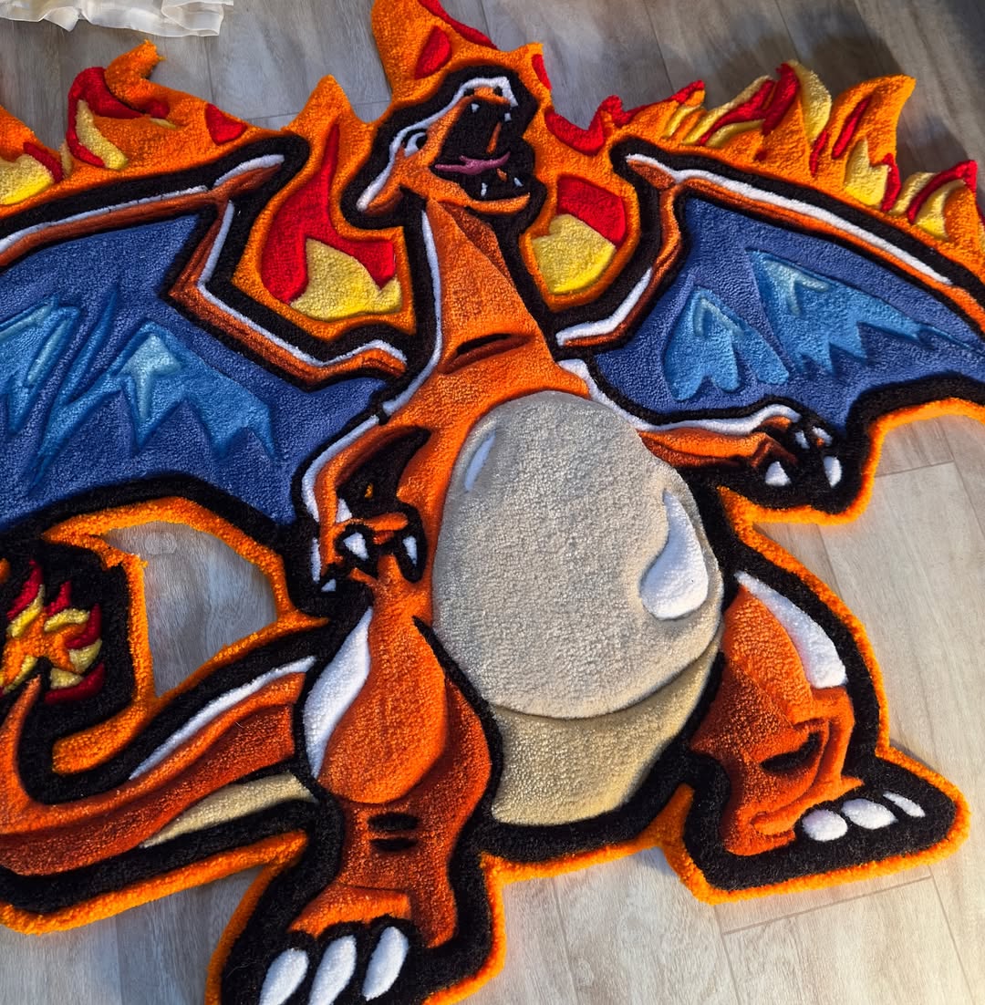 Custom Charizard Rug – Pokémon Anime Carpet for Gamers & Collectors