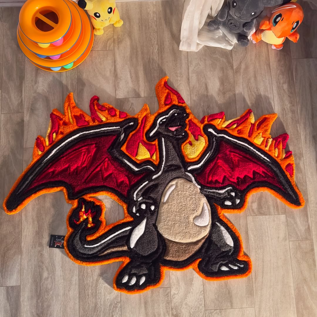 Custom Shiny Charizard Rug – Pokémon Anime Carpet for Gamers & Collectors