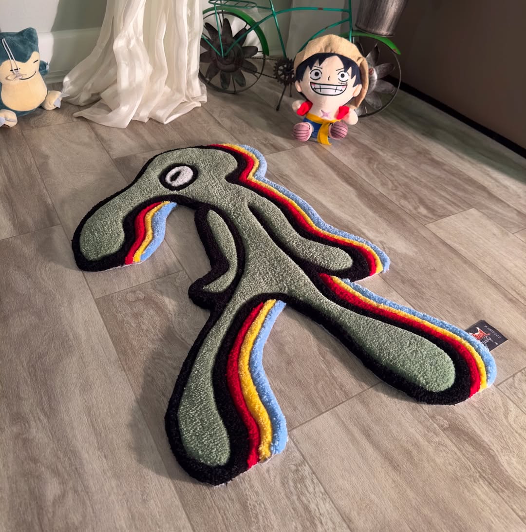 Custom Handsome Squidward Rug – Funny SpongeBob-Inspired Cartoon Carpet for Meme Lovers, Gamers & Collectors