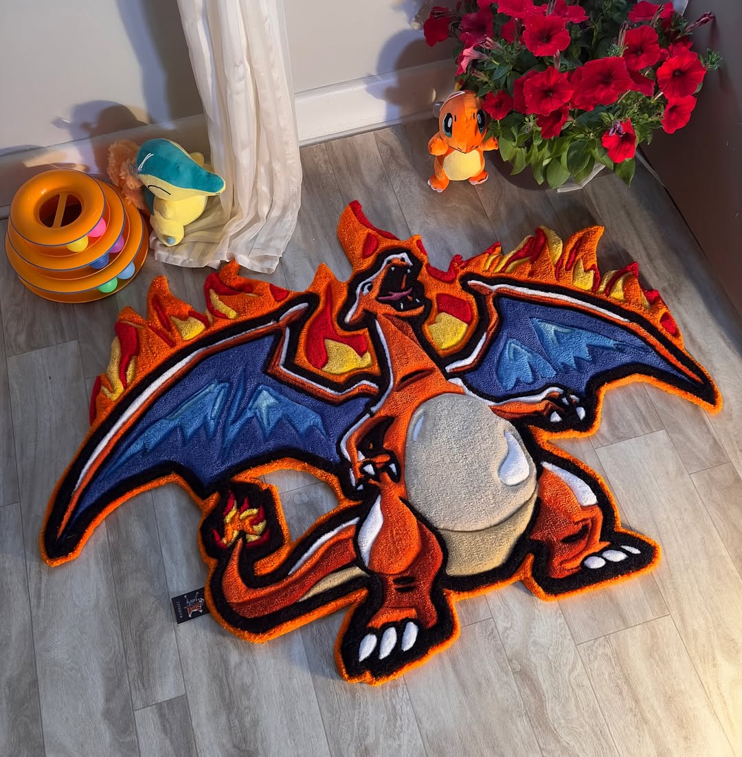 Custom Charizard Rug – Pokémon Anime Carpet for Gamers & Collectors