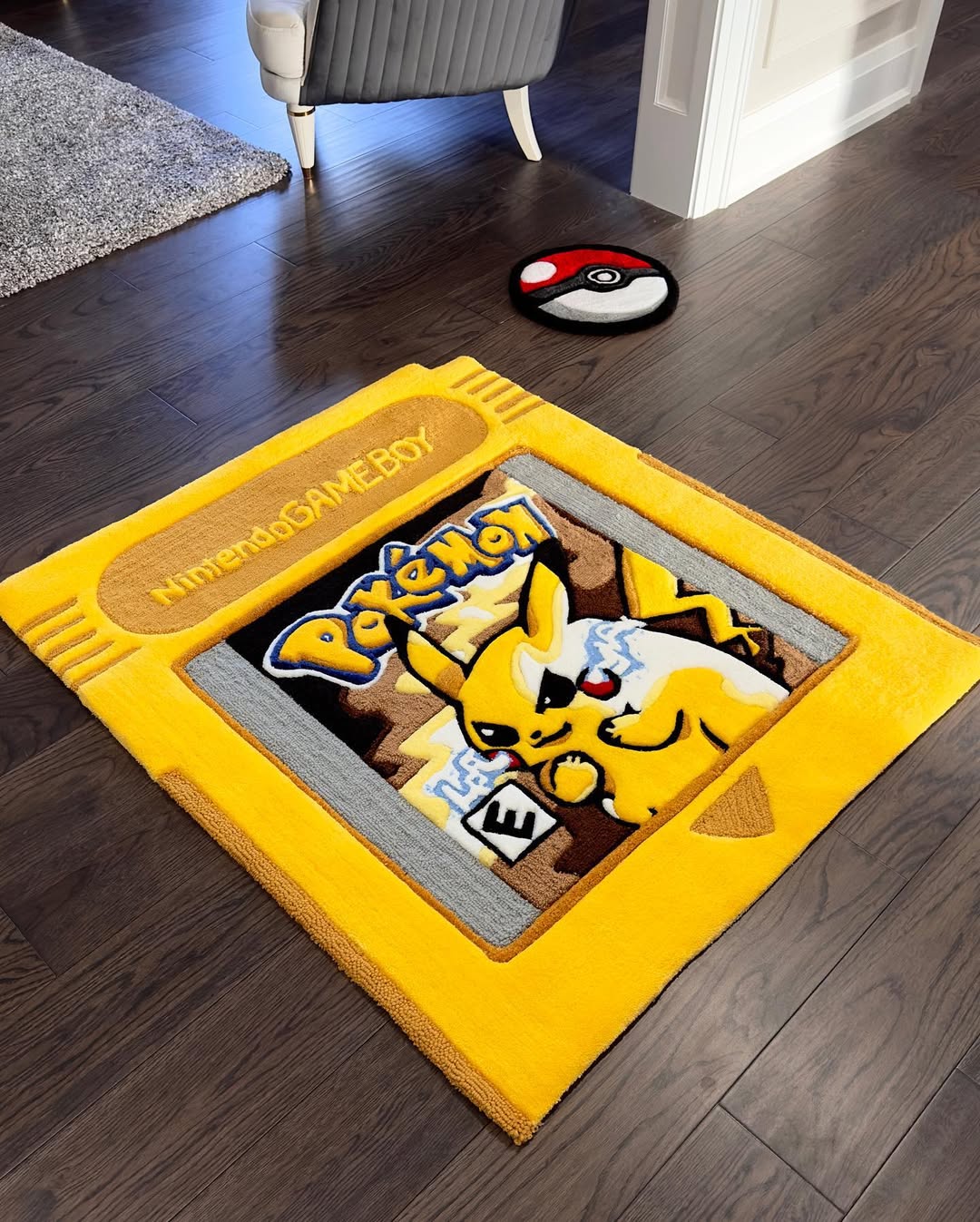 Custom Pokémon Pikachu Game Boy Cartridge Rug – Retro Gaming Carpet for Collectors, Gamers & Anime Fans