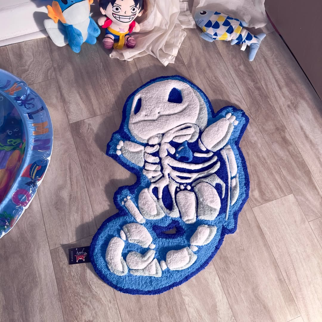 Custom Squirtle Skeleton Rug – Pokémon Anime Carpet for Gamers & Collectors