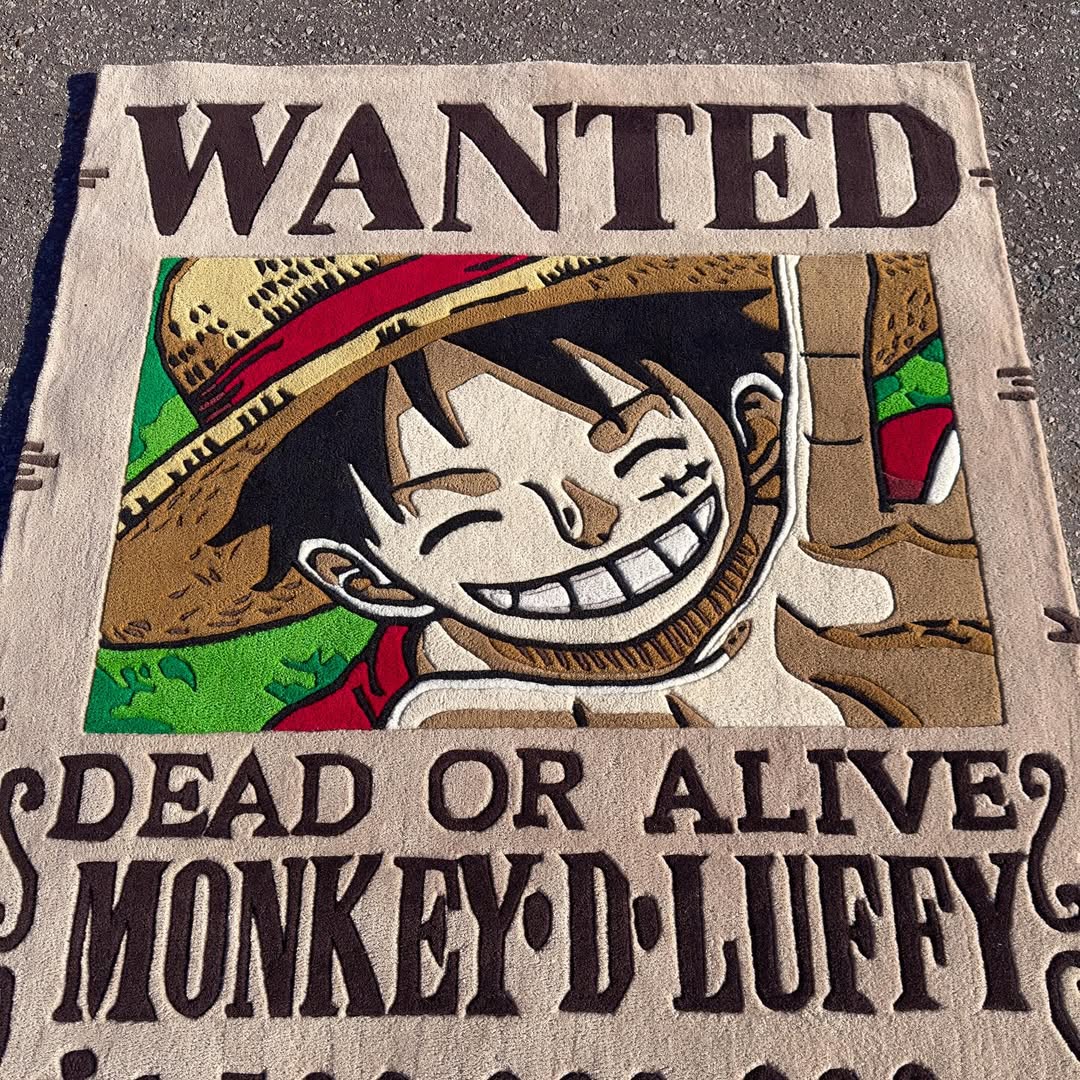 Custom Wanted Luffy Rug – One Piece Anime Carpet for Otaku, Gamers & Collectors
