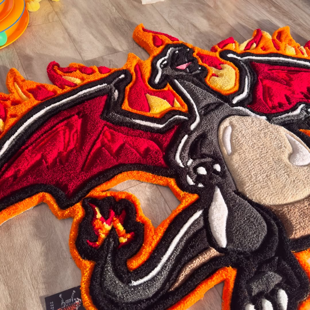 Custom Shiny Charizard Rug – Pokémon Anime Carpet for Gamers & Collectors