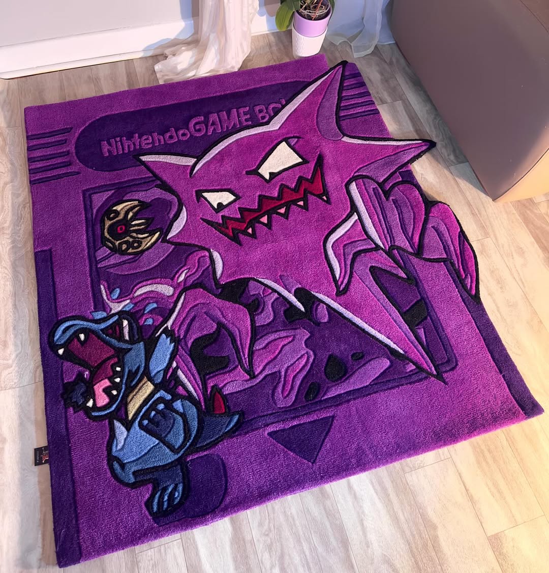 Custom Pokémon Haunter and Totodile Game Boy Cartridge Rug – Retro Gaming Carpet for Collectors, Gamers & Anime Fans