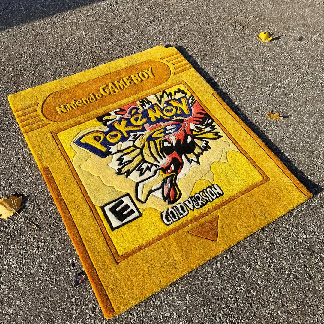Custom Pokémon Gold Game Boy Cartridge Rug – Retro Gaming Carpet for Collectors, Gamers & Anime Fans