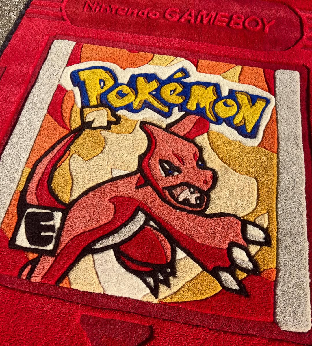 Custom Pokémon Charmeleon Game Boy Cartridge Rug – Retro Gaming Carpet for Collectors, Gamers & Anime Fans