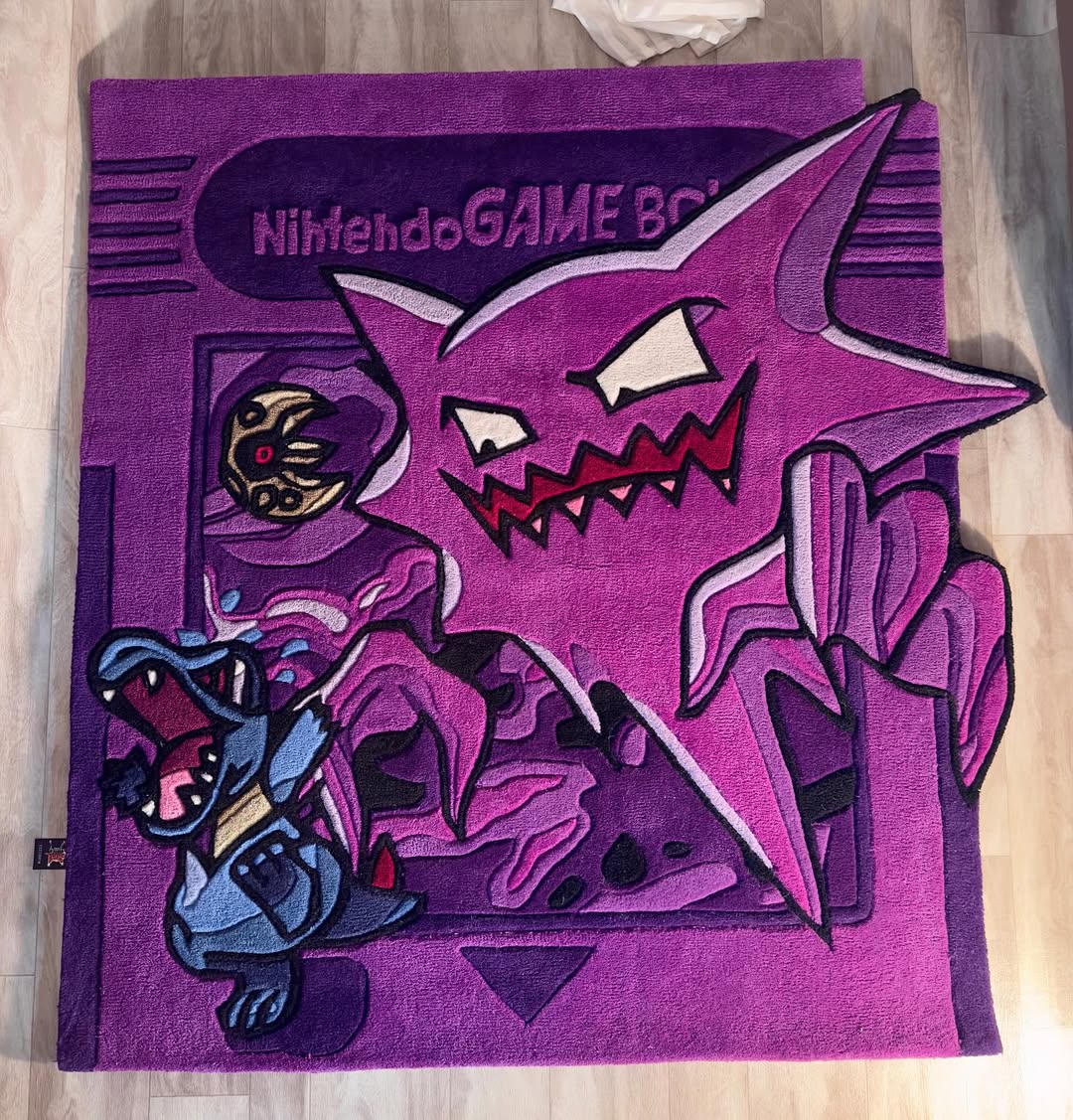 Custom Pokémon Haunter and Totodile Game Boy Cartridge Rug – Retro Gaming Carpet for Collectors, Gamers & Anime Fans