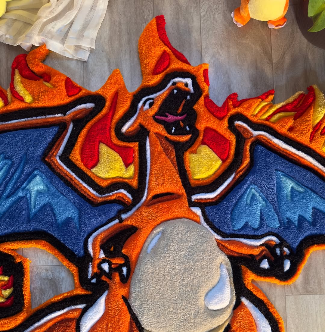 Custom Charizard Rug – Pokémon Anime Carpet for Gamers & Collectors