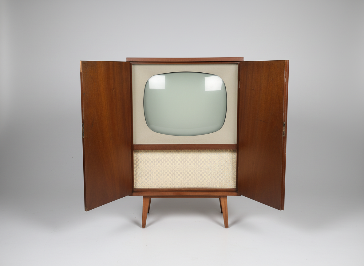 Telewizor retro w drewnianej obudowie