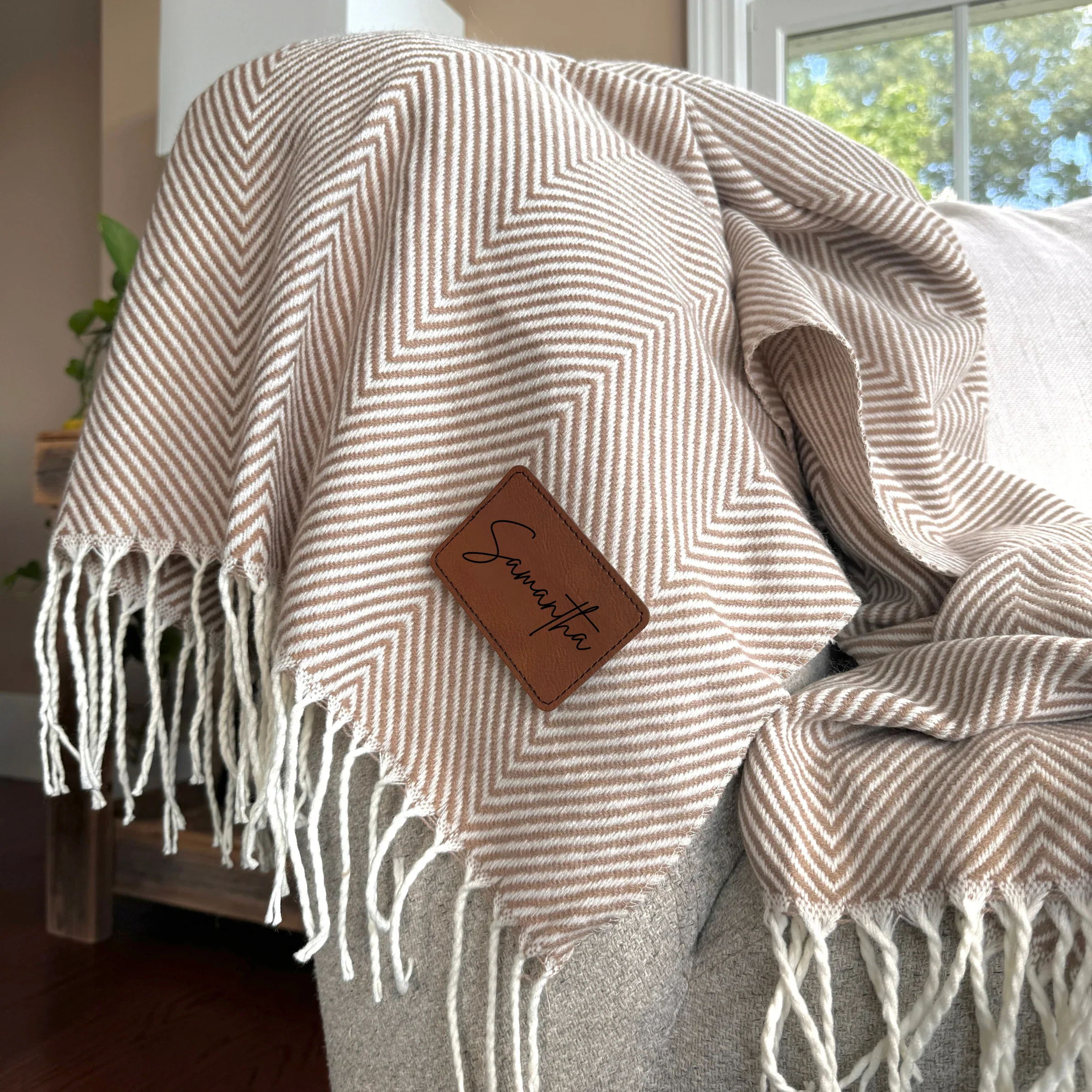 Personalized Chevron Throw Blanket