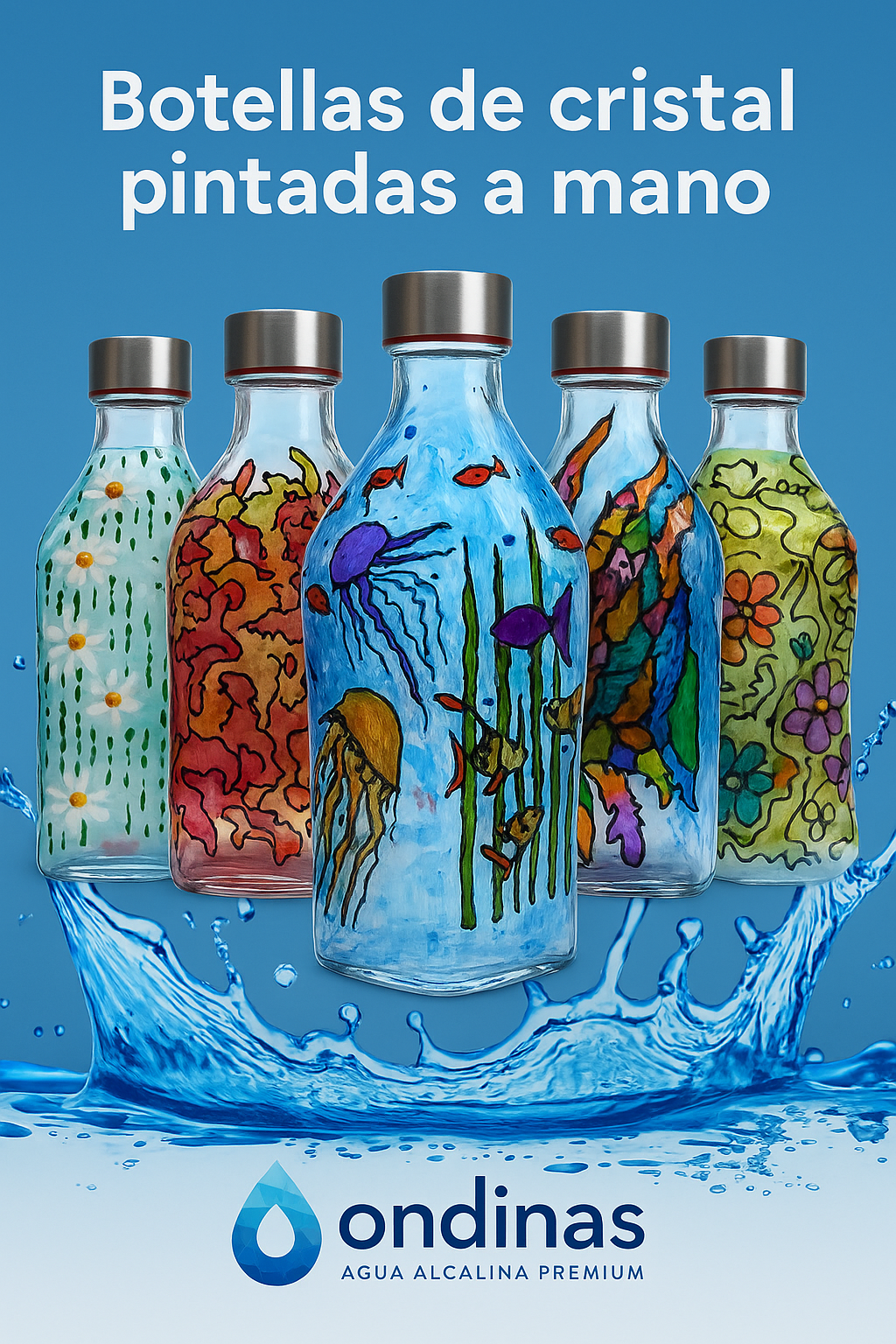 🌿 Botellas de Cristal Pintadas a Mano – Arte y Sustentabilidad