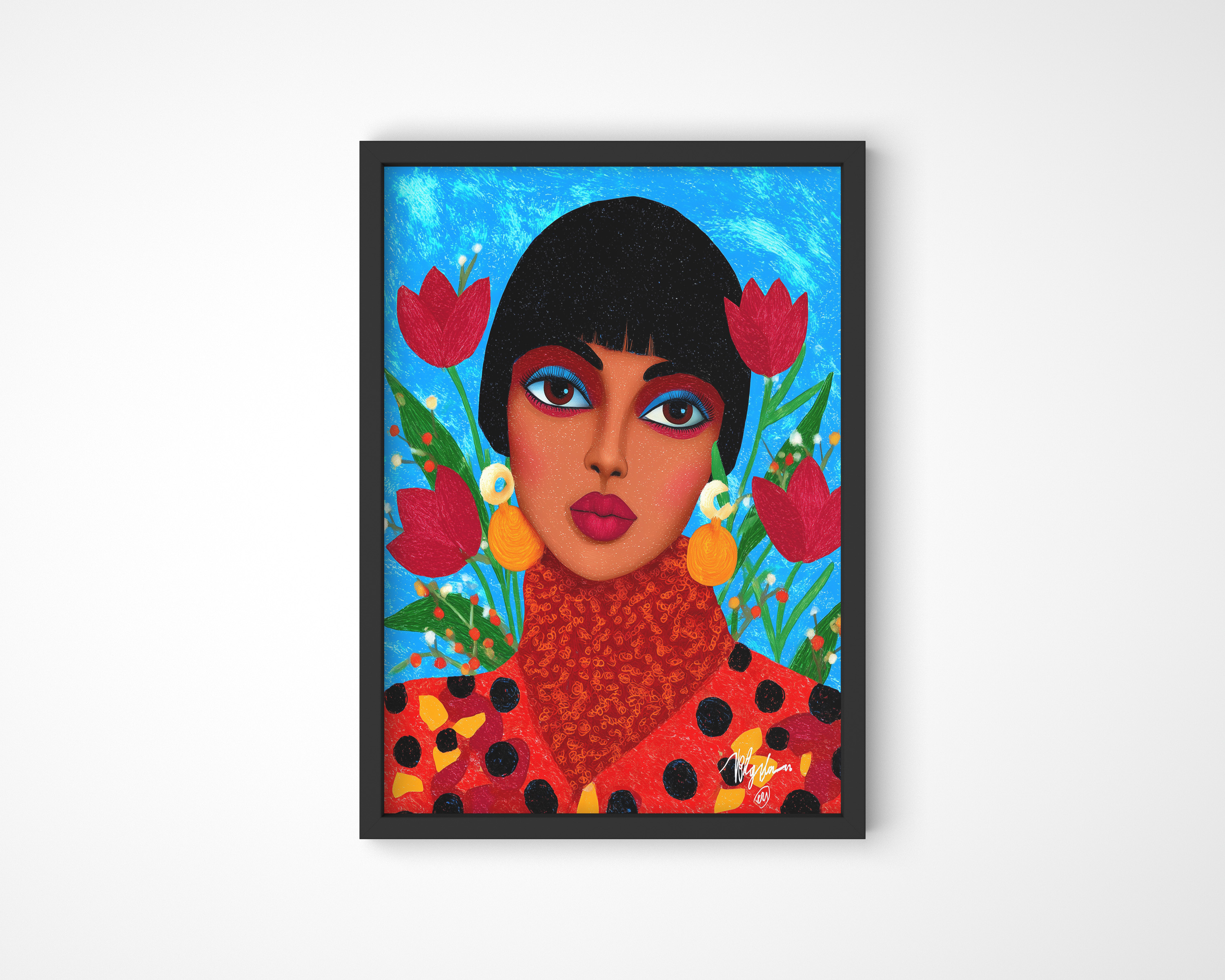 Vivid Tulip Portrait Art Print