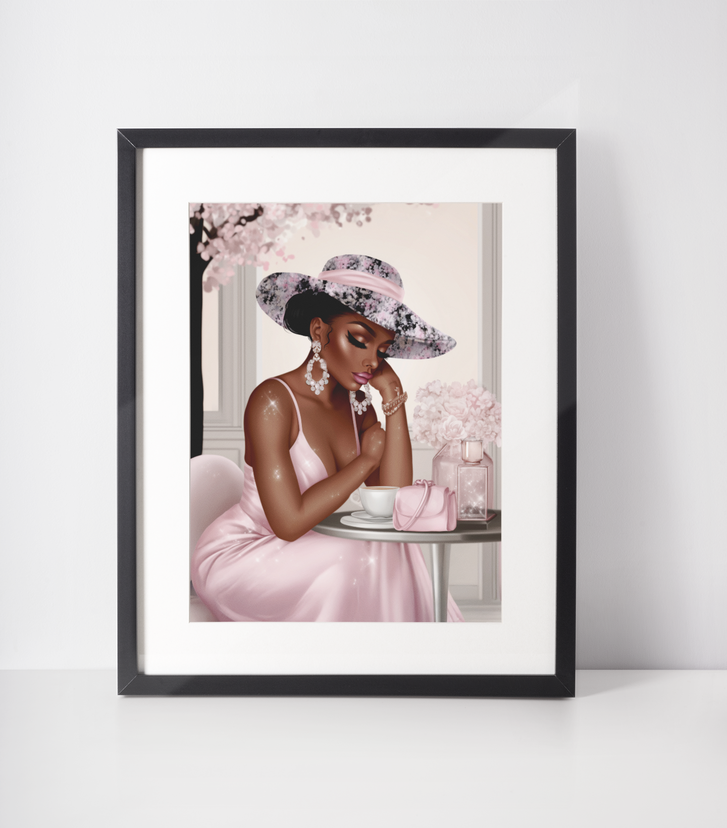 Elegant Woman in Pink Framed Art Print