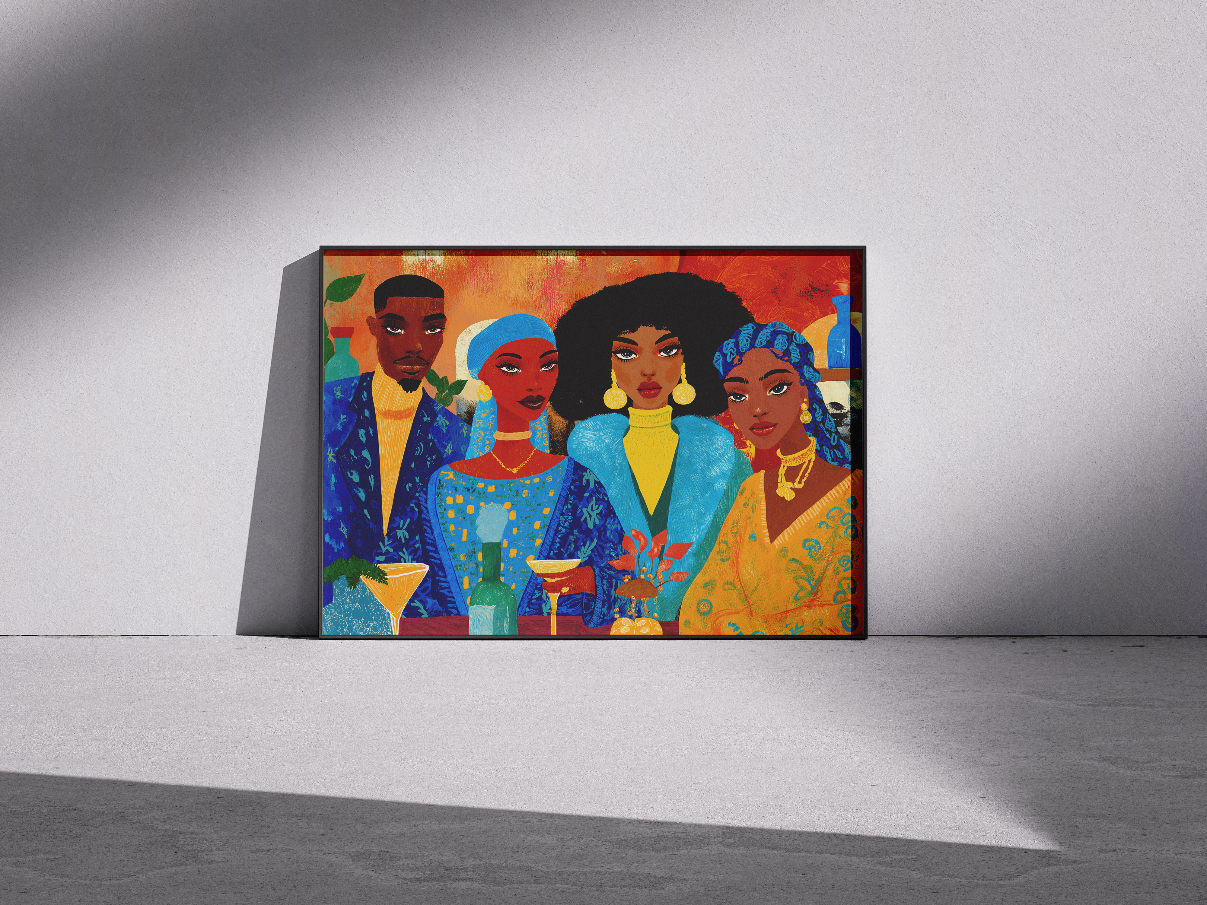 Vibrant Abstract Group Portrait Art Print