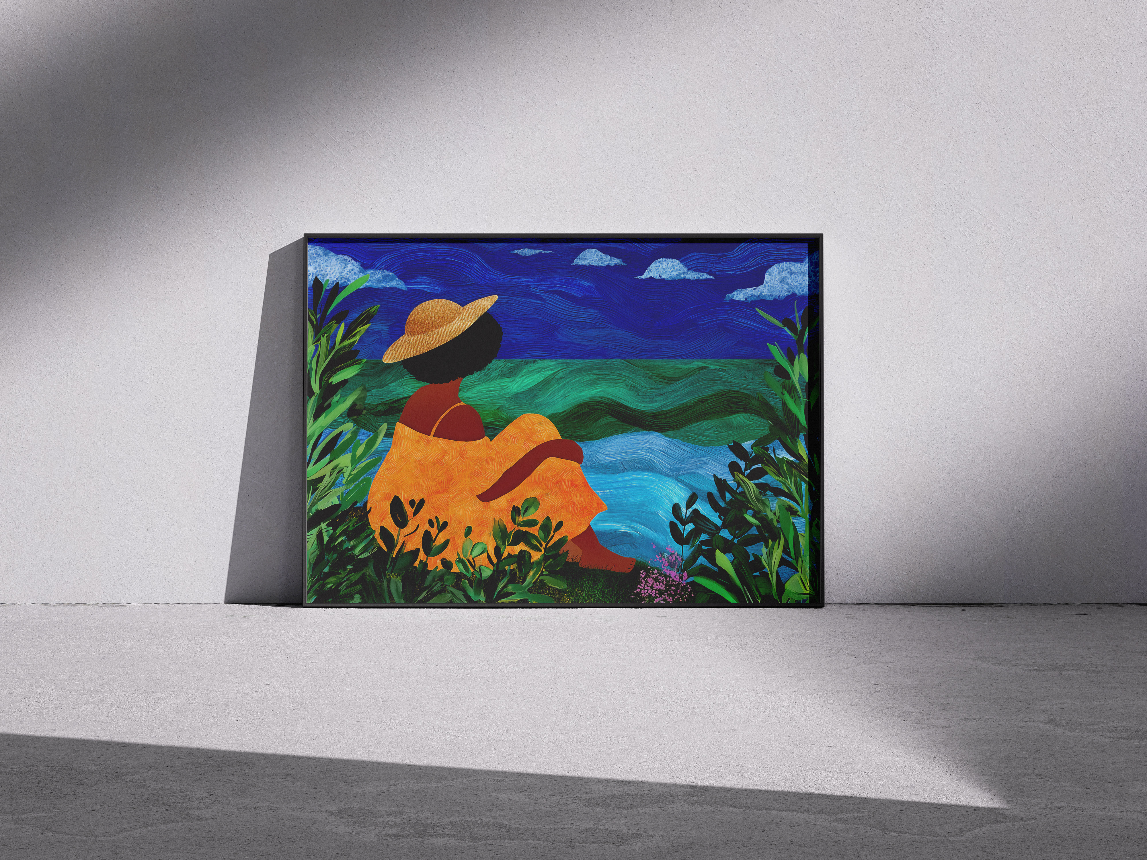 Woman by the Lake Painting