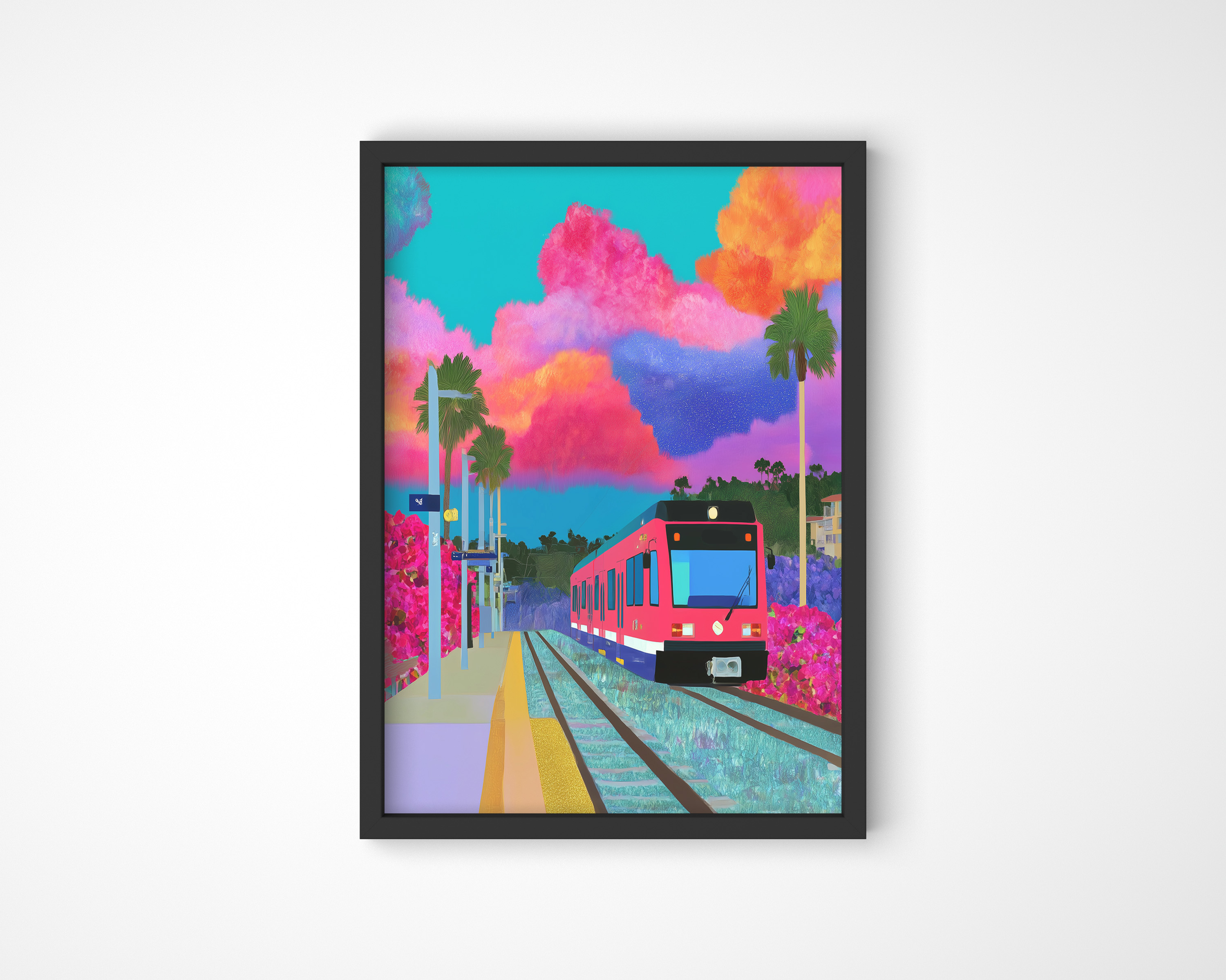 Colorful Train Station Art Print