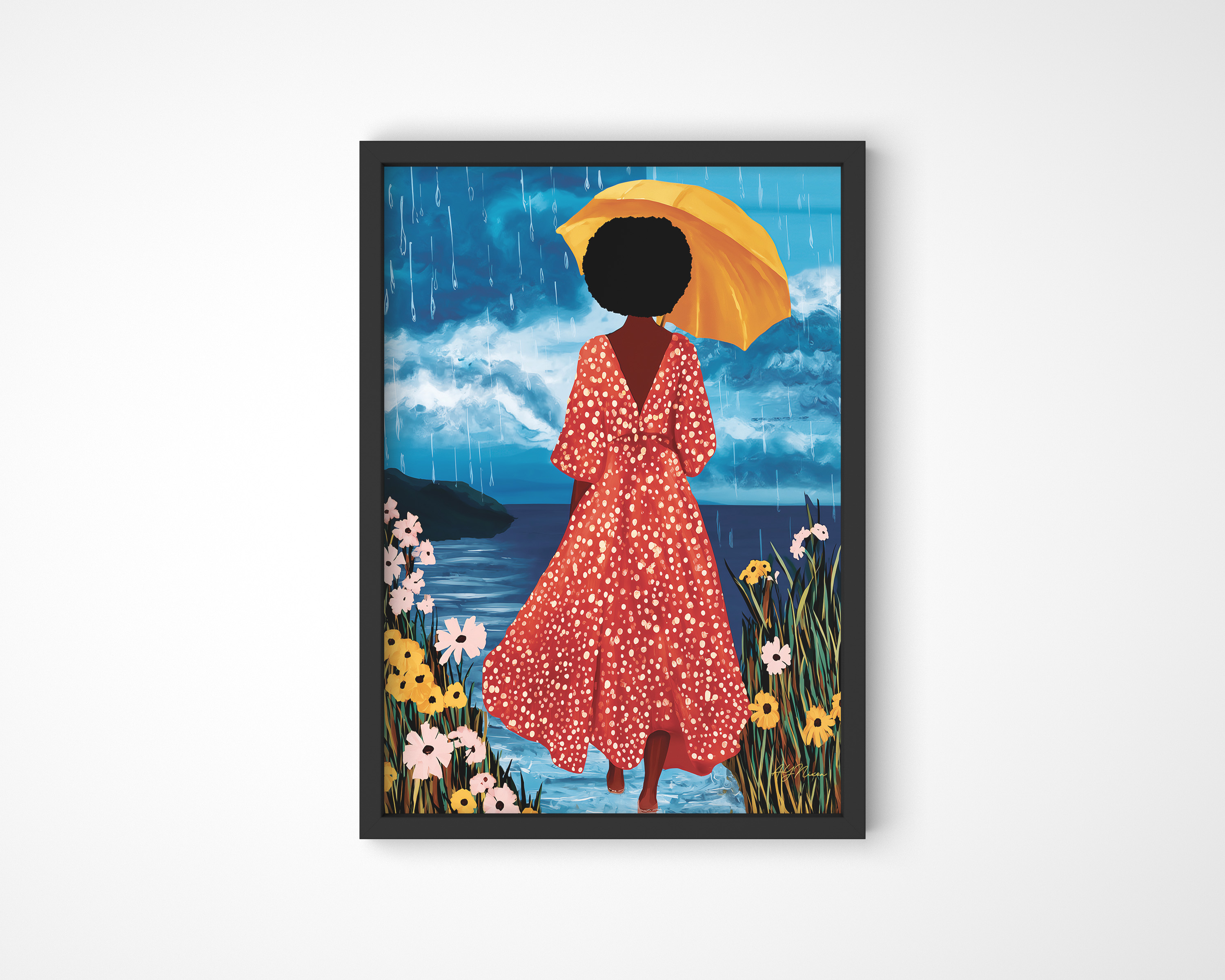 Woman with Umbrella Wall Art