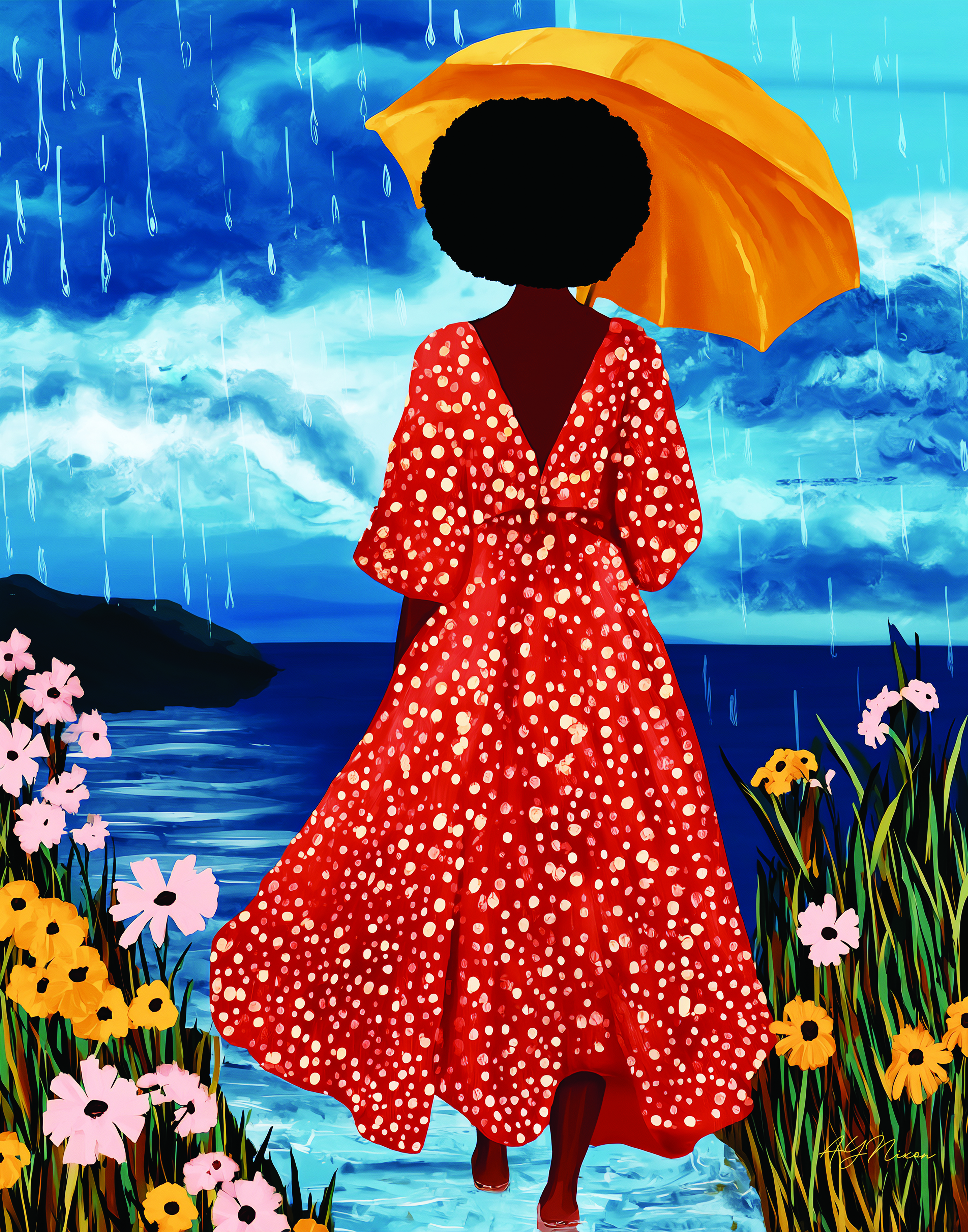 Woman with Umbrella Wall Art