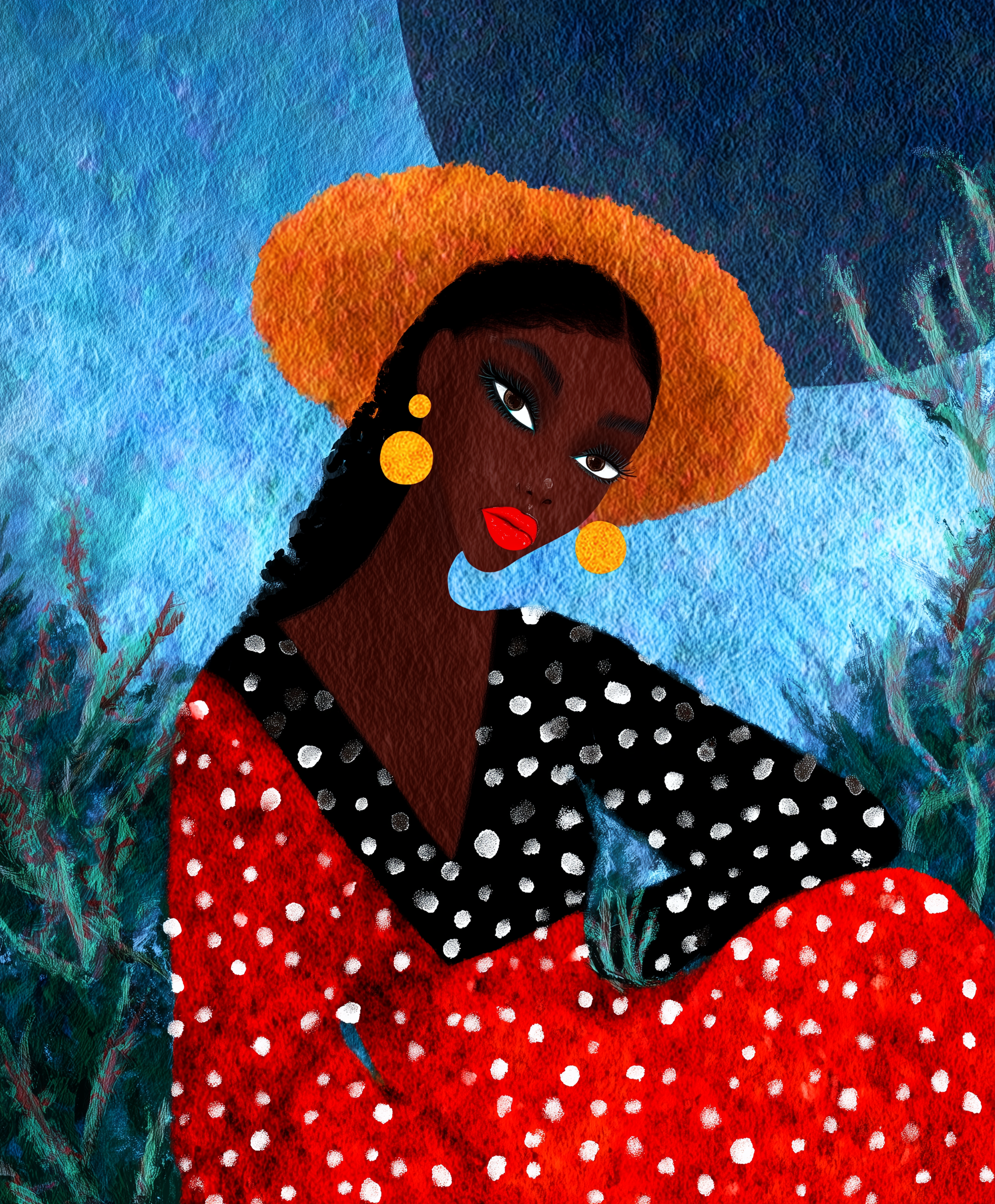 Polka Dot Lady Art Print