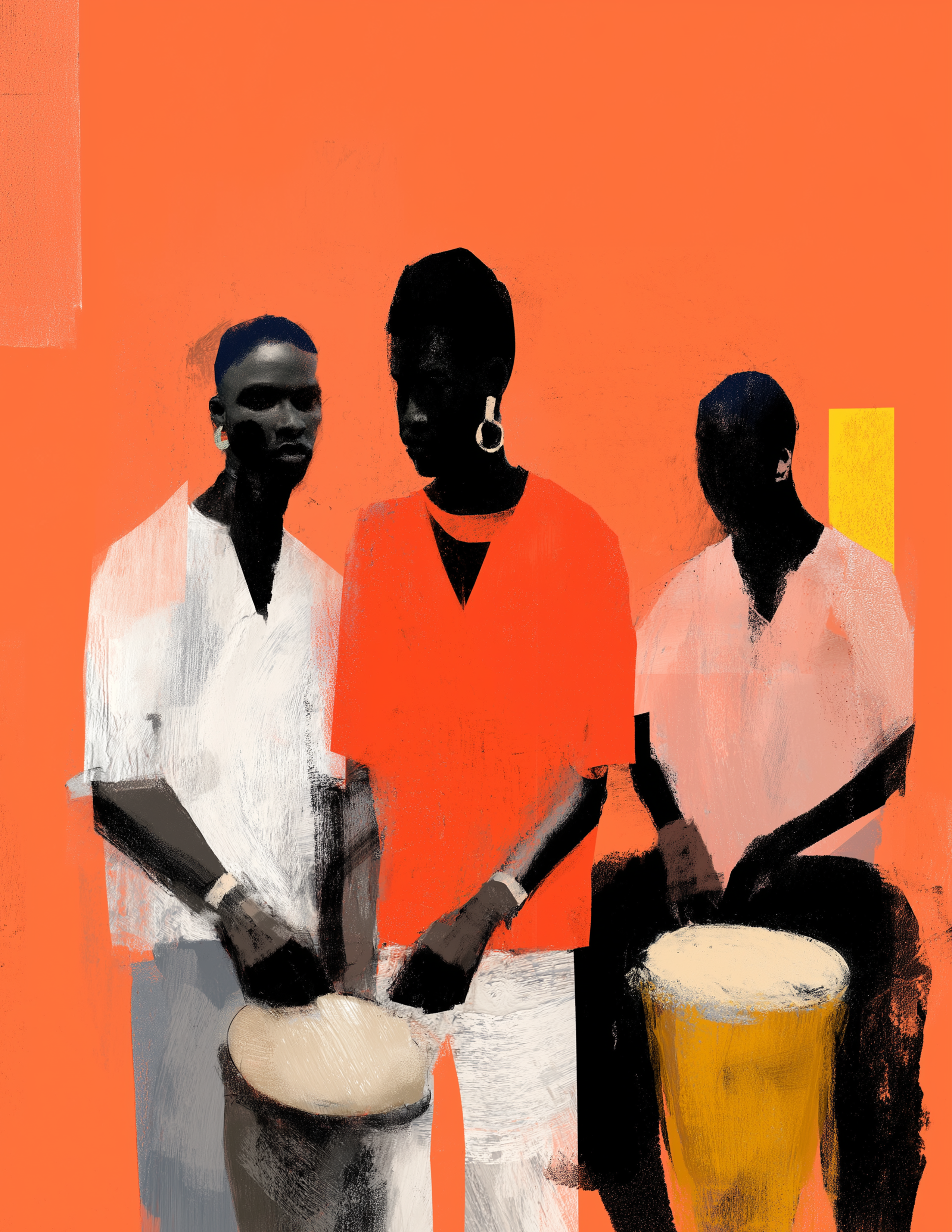 Modern Art Print of African Drummers