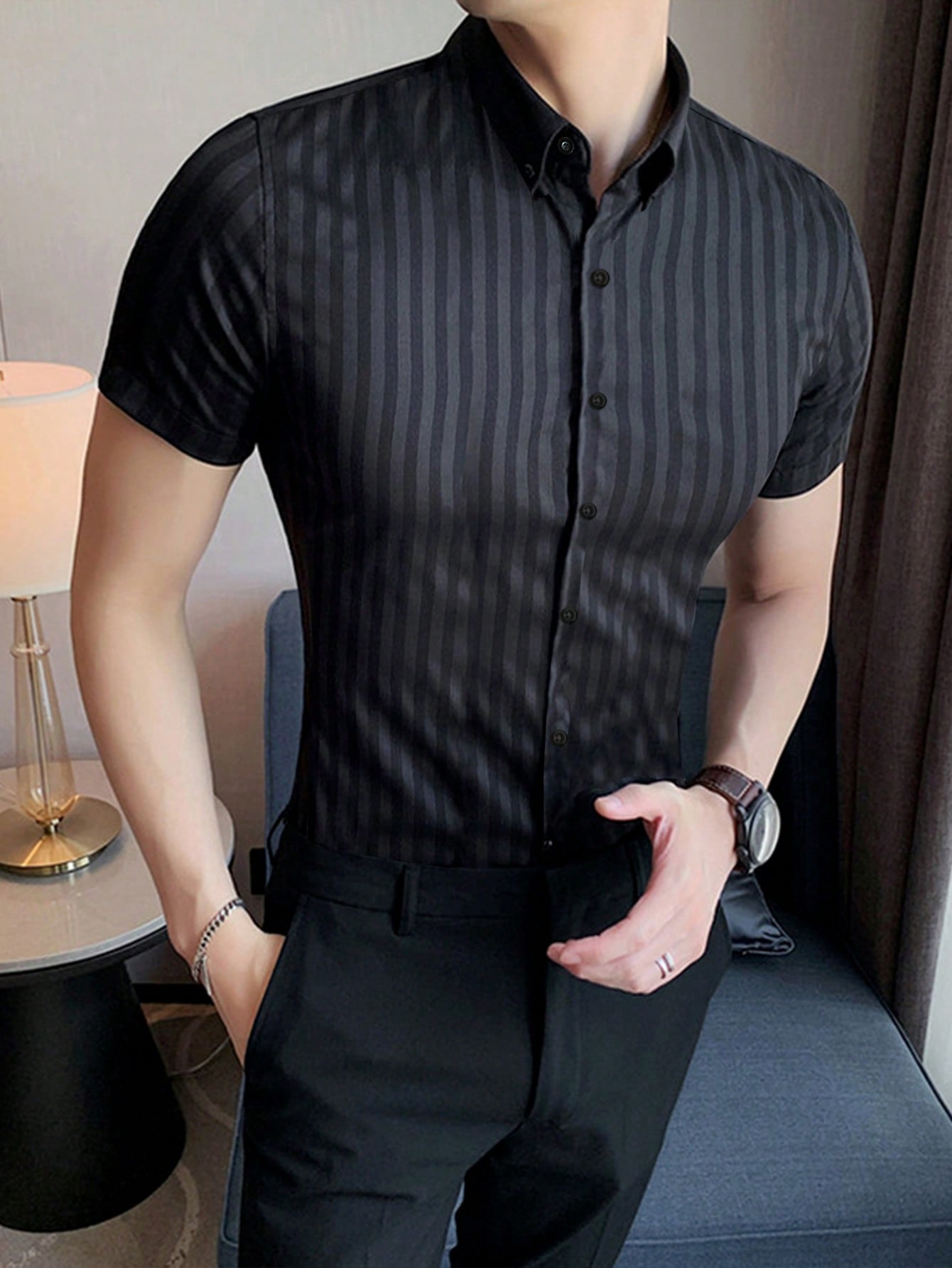 Camisa social masculina listrada