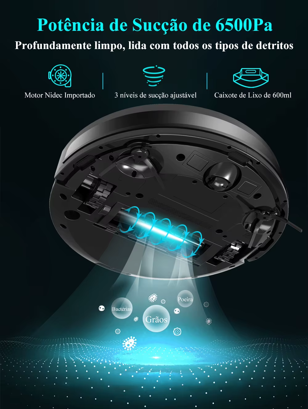 Robô Aspirador Inteligente Bivolt