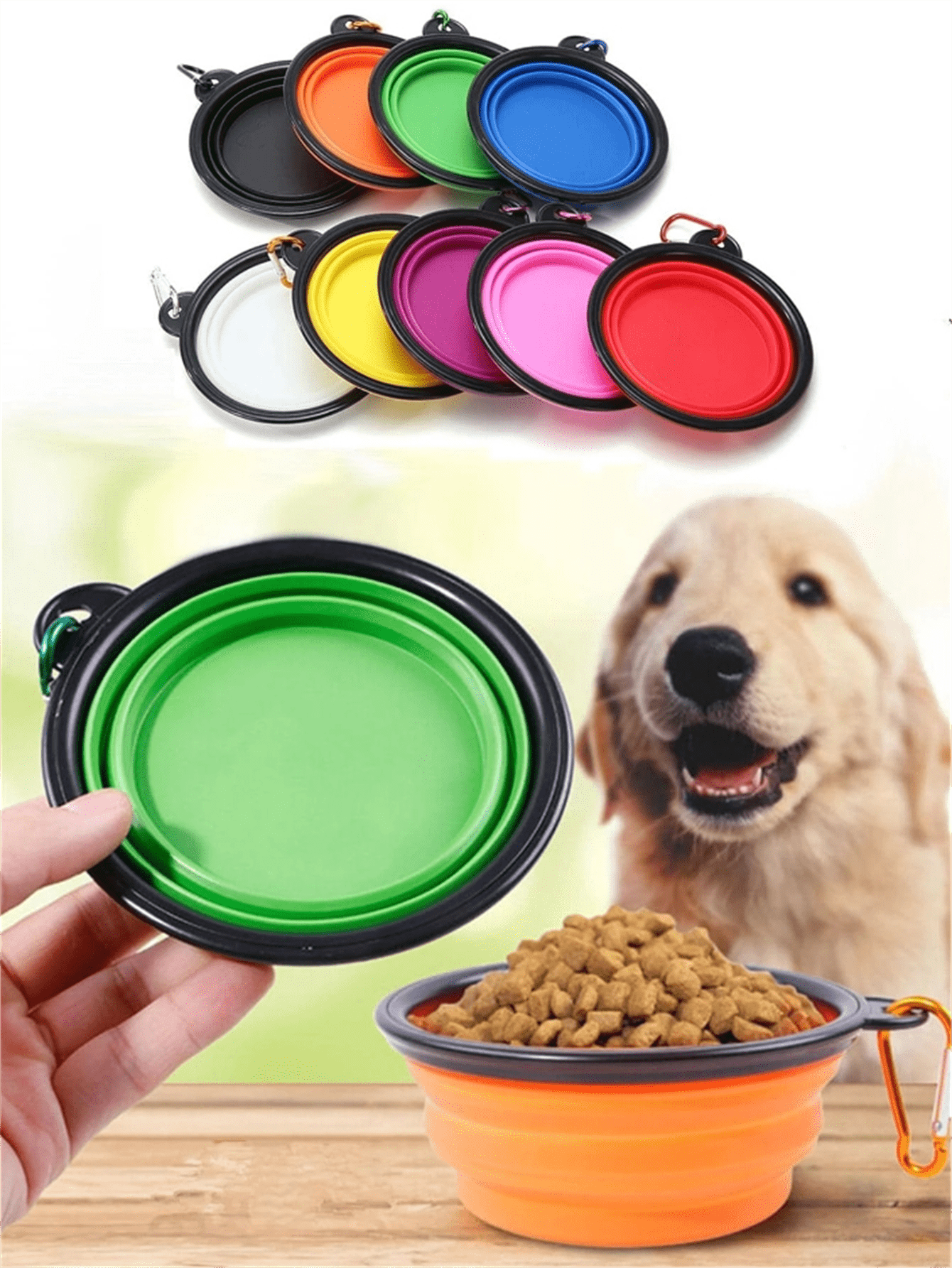 Tigela retrátil super prático e útil em viagens 🐕