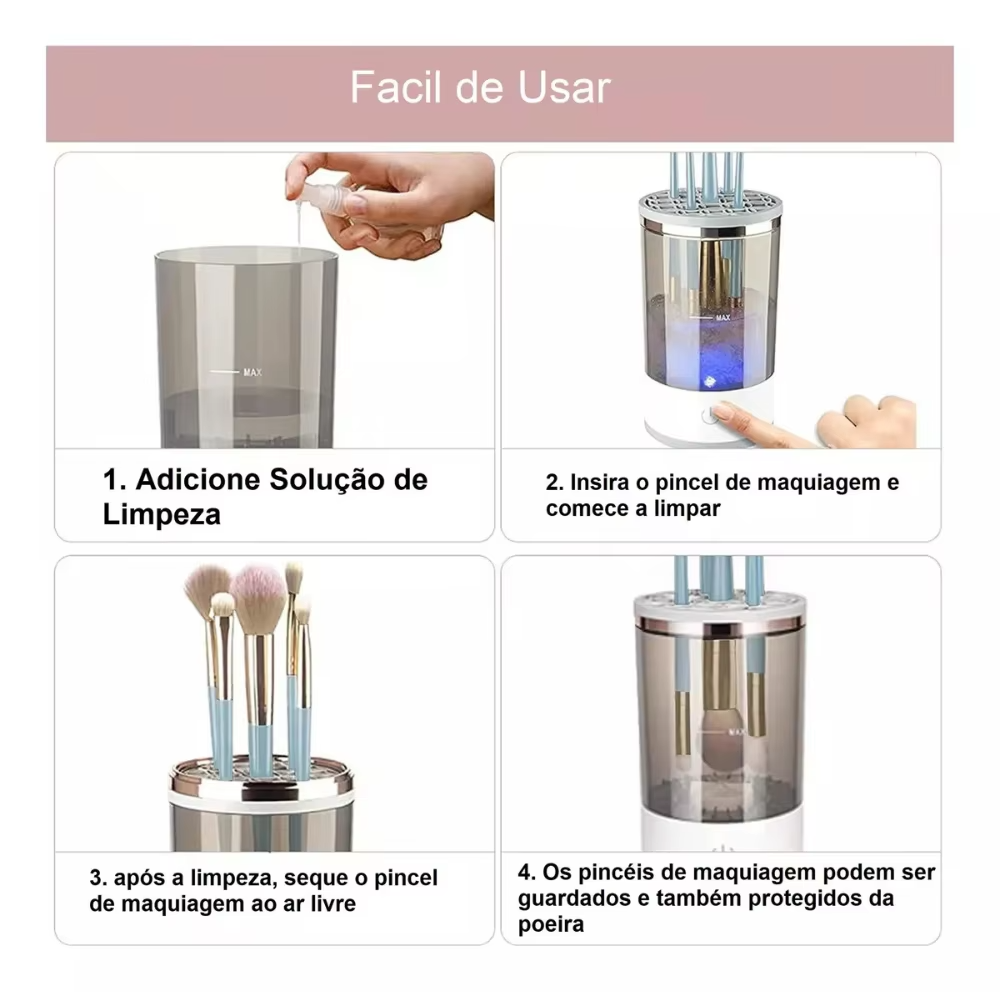 Lavador elétrico de pincéis de maquiagem