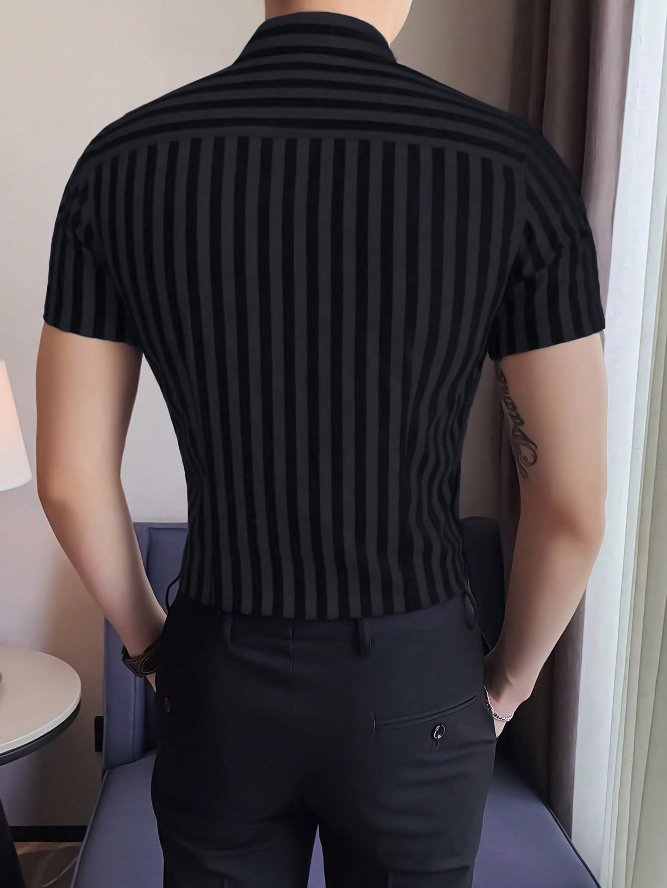 Camisa social masculina listrada