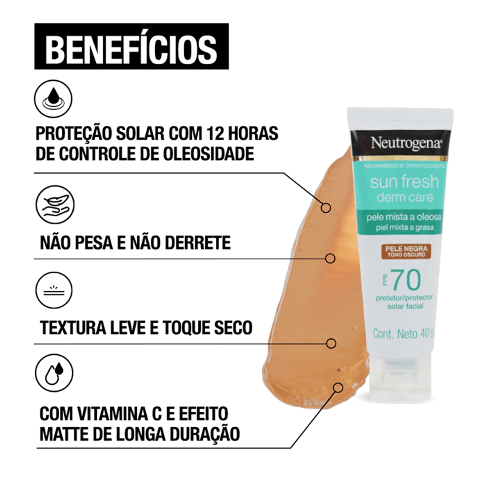 Protetor solar facial Neutrogena Sun Fresh Derm Care FPS 70