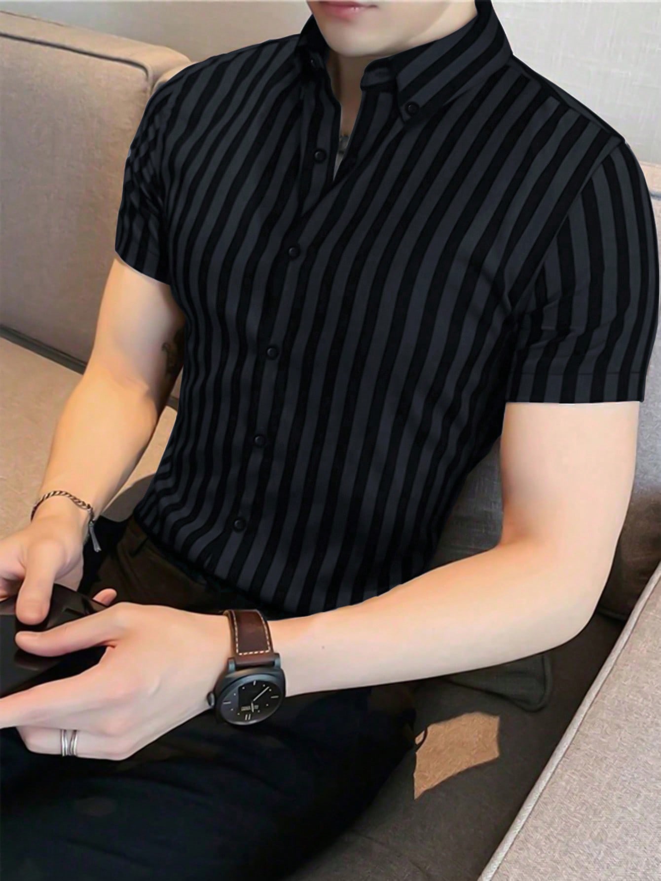 Camisa social masculina listrada