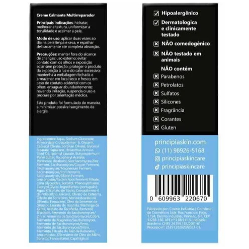 Creme Calmante Multirreparador Principia CM-01