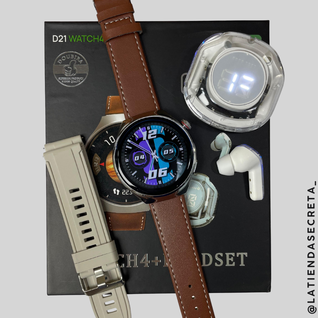 Combo Smartwatch D21 Doble Pulso + Audífonos