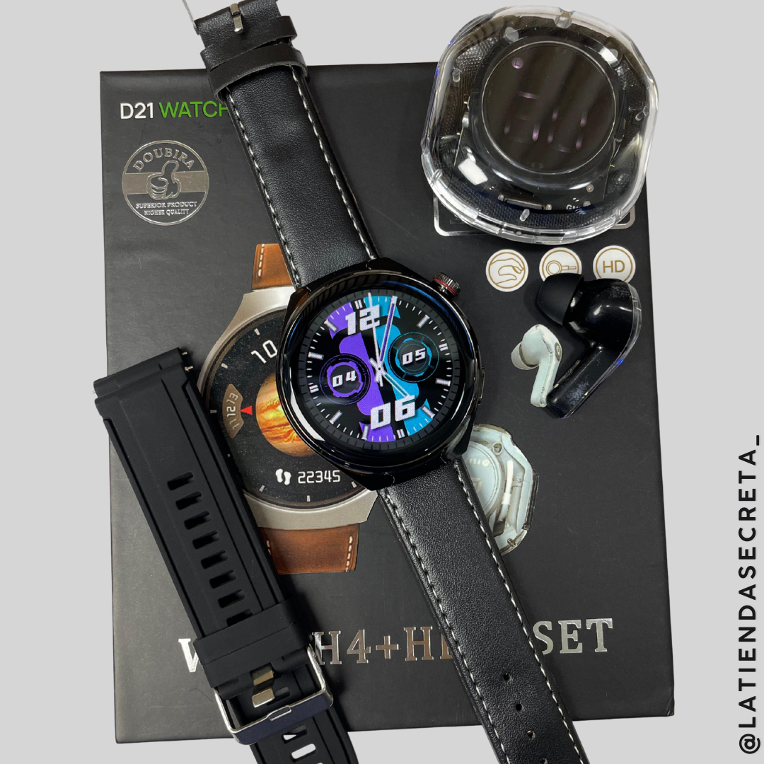 Combo Smartwatch D21 Doble Pulso + Audífonos
