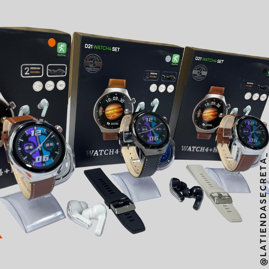 Combo Smartwatch D21 Doble Pulso + Audífonos