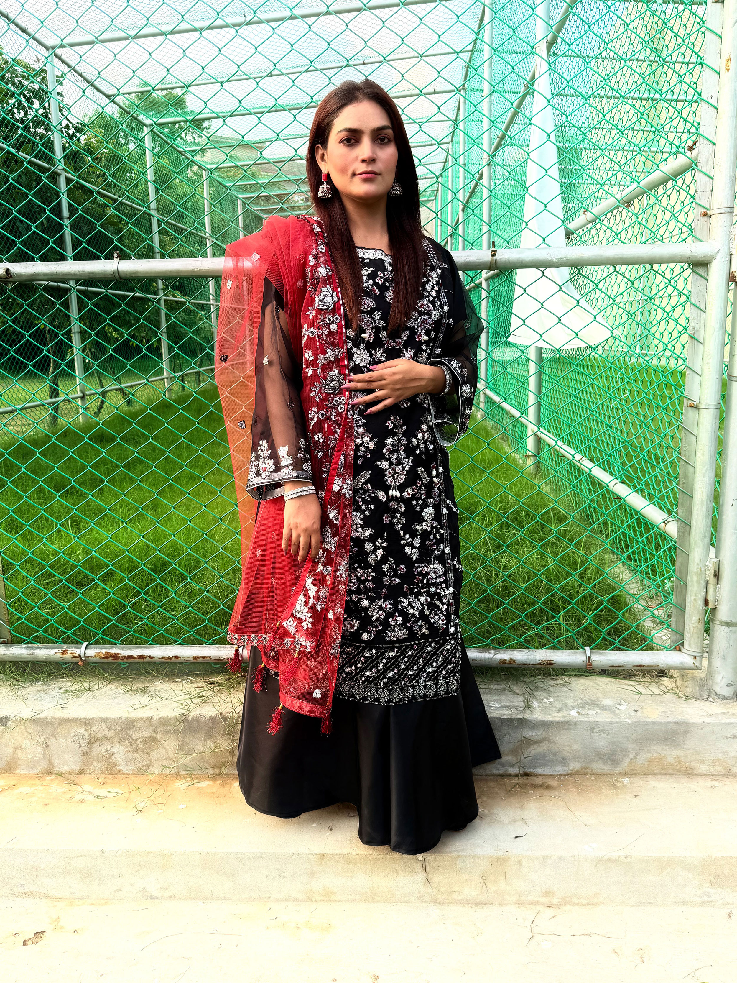 Black and Silver Embroidered Salwar Suit - Mehwish Collection