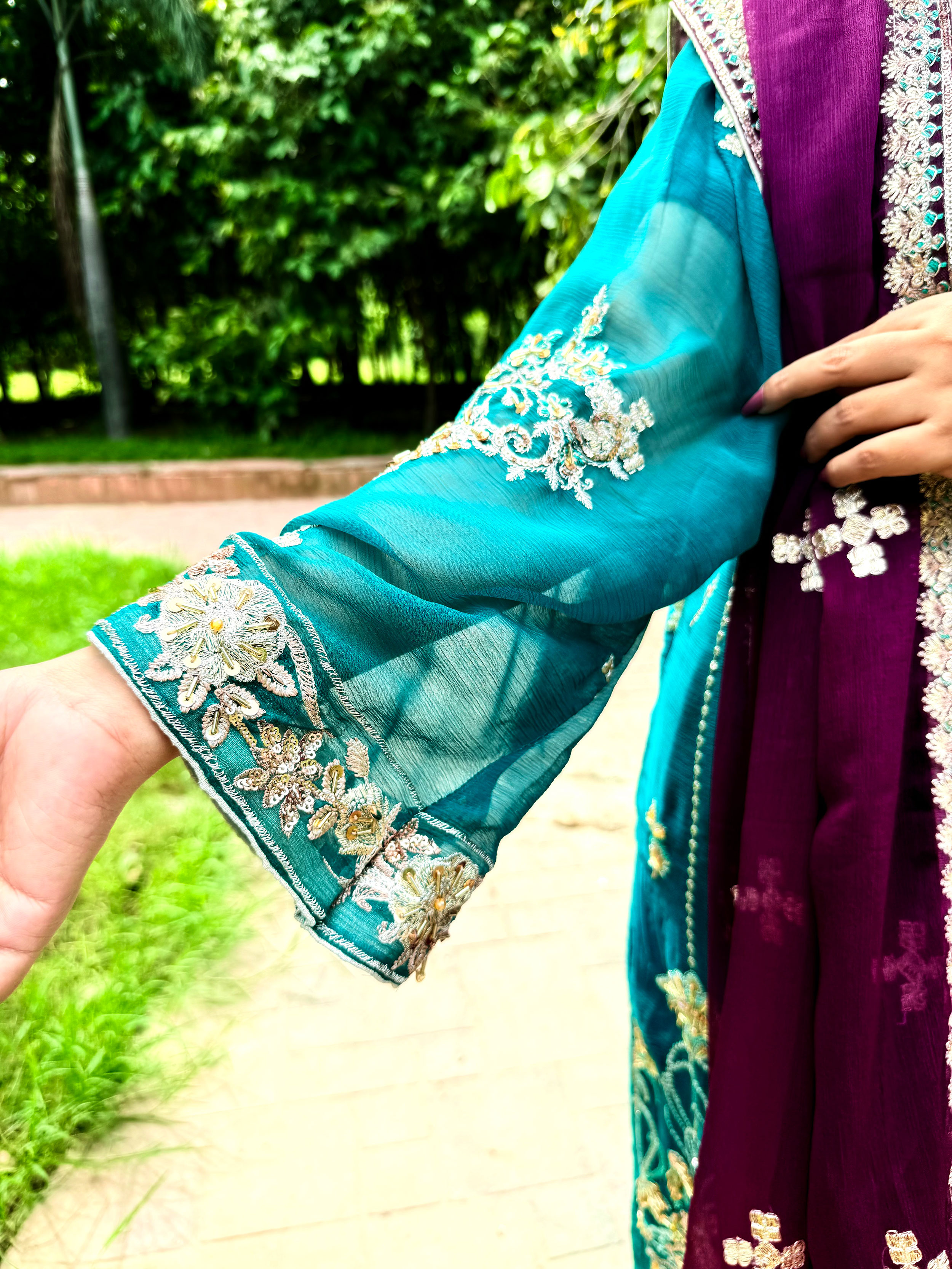 Teal Embroidered Traditional Suit - Mehwish Collection 