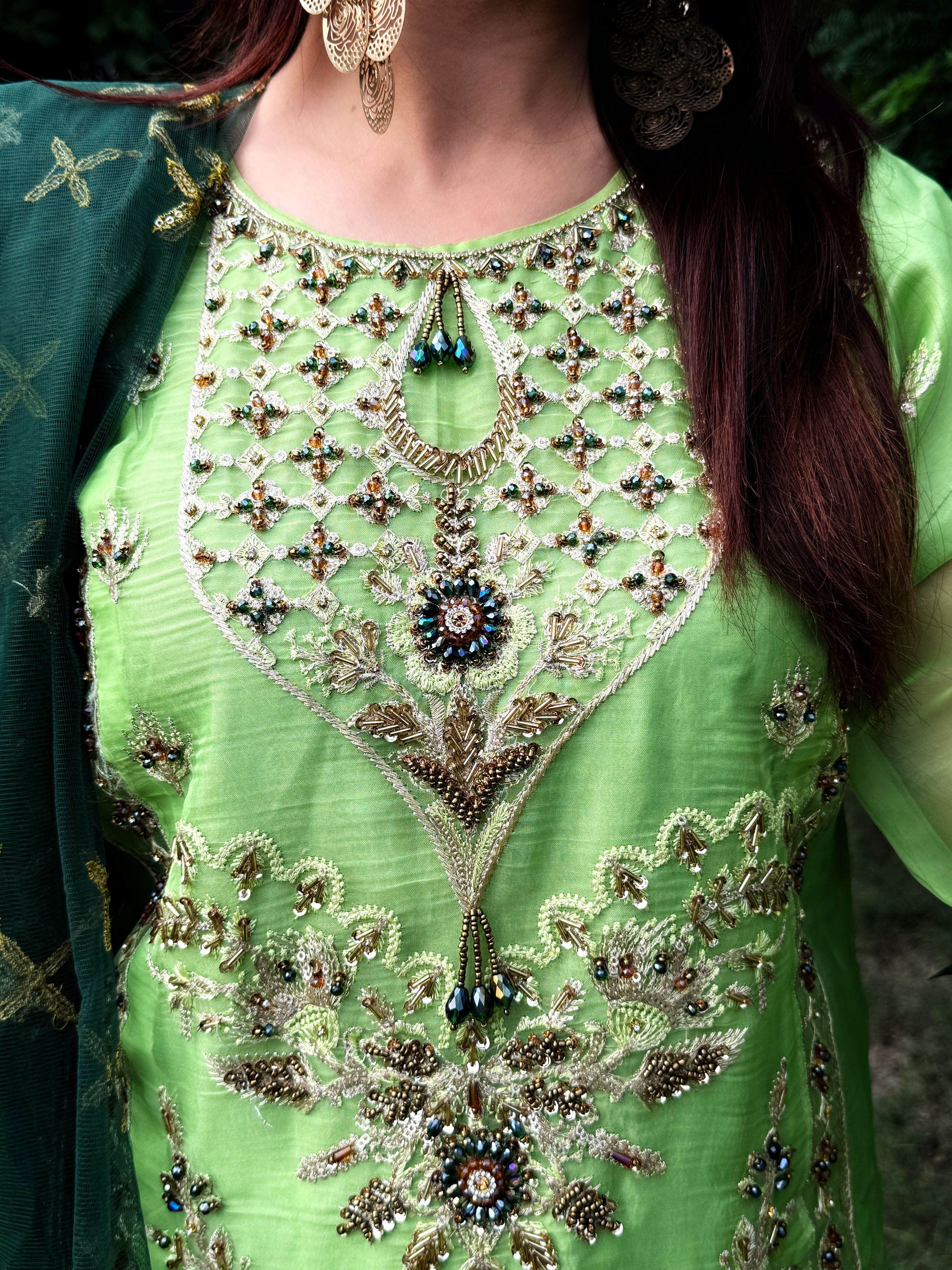 Green Embroidered Suit - Mehwish Collection 