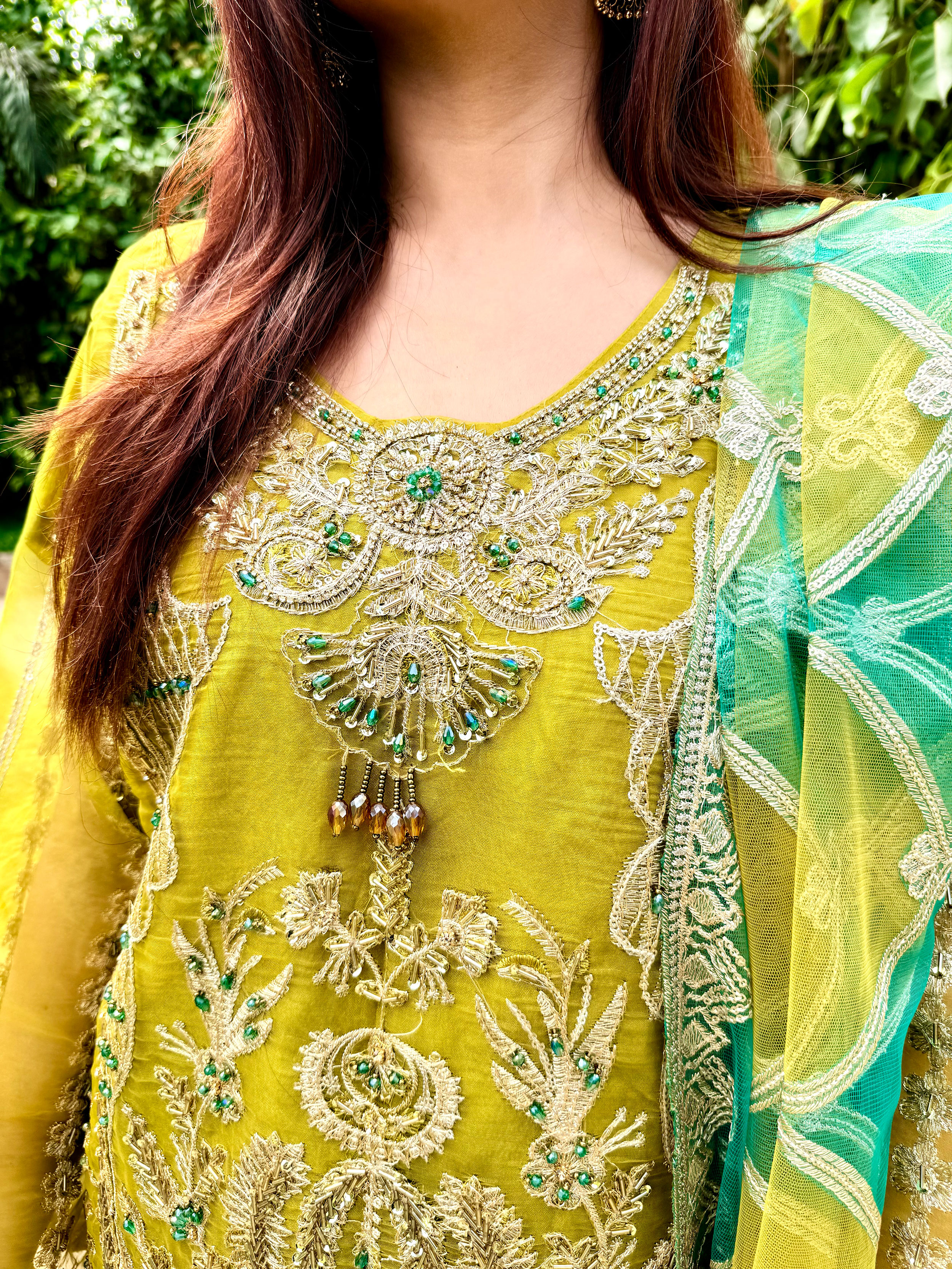 Embroidered Green Suit - Mehwish Collection 