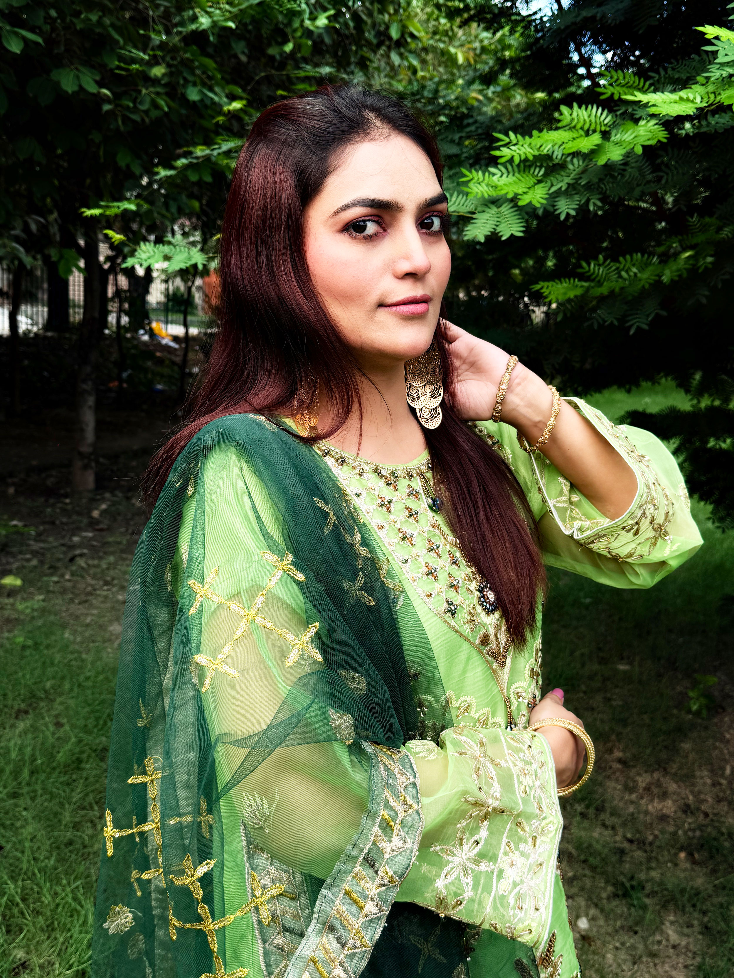 Green Embroidered Suit - Mehwish Collection 
