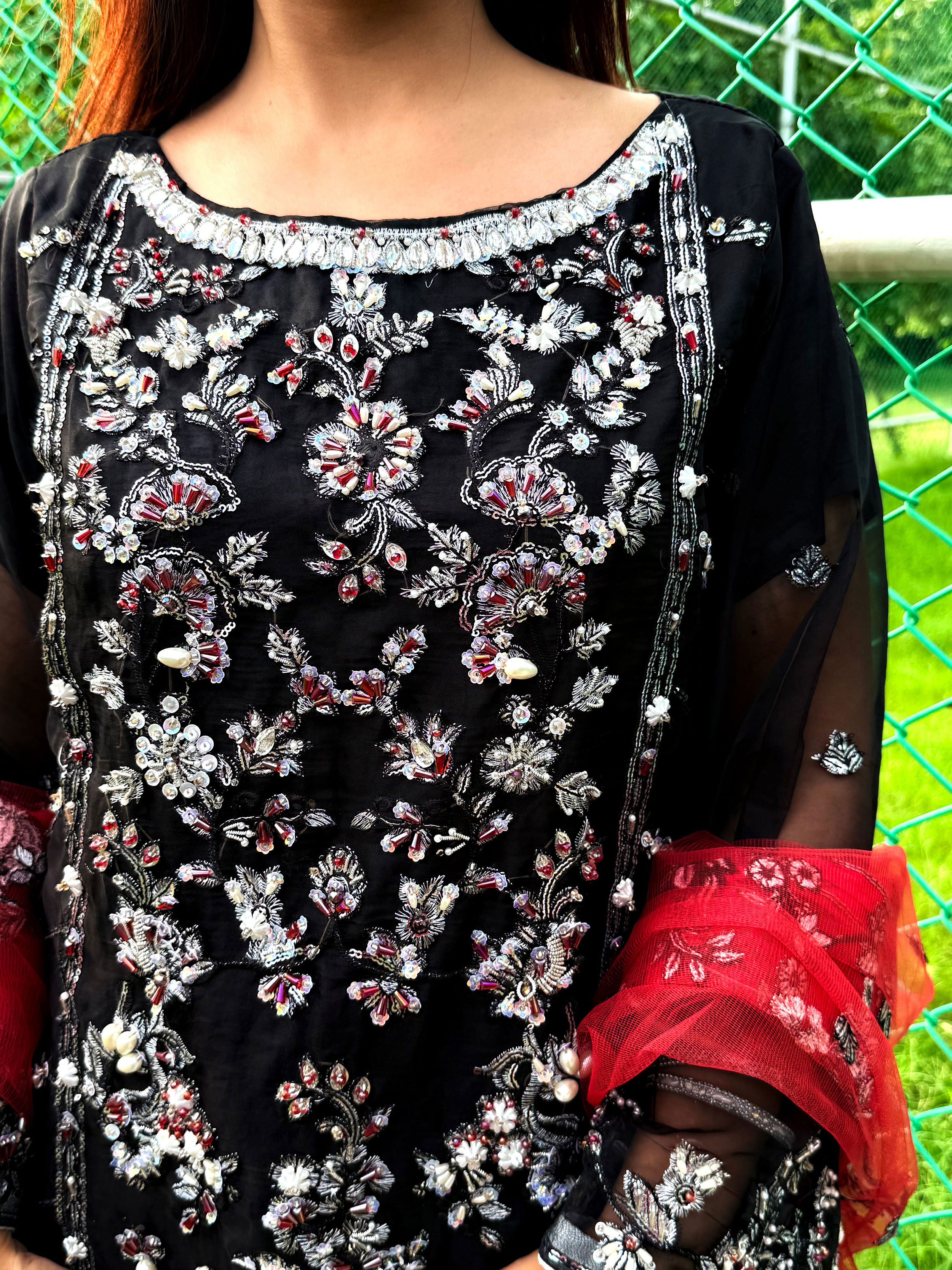 Black and Silver Embroidered Salwar Suit - Mehwish Collection