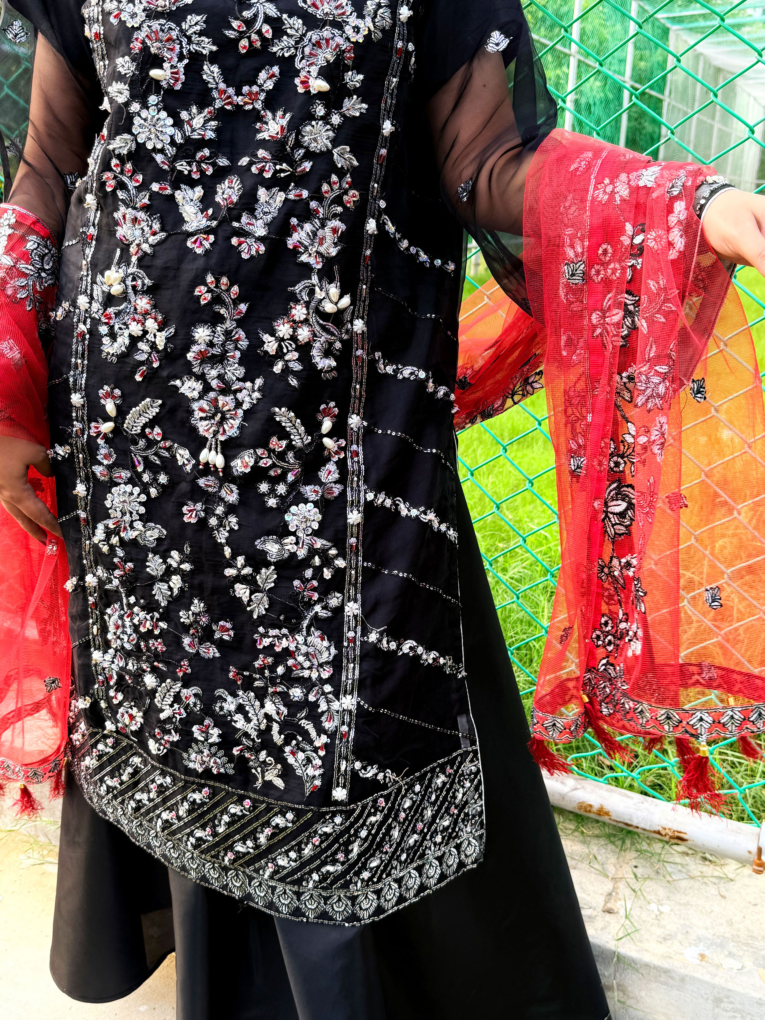 Black and Silver Embroidered Salwar Suit - Mehwish Collection