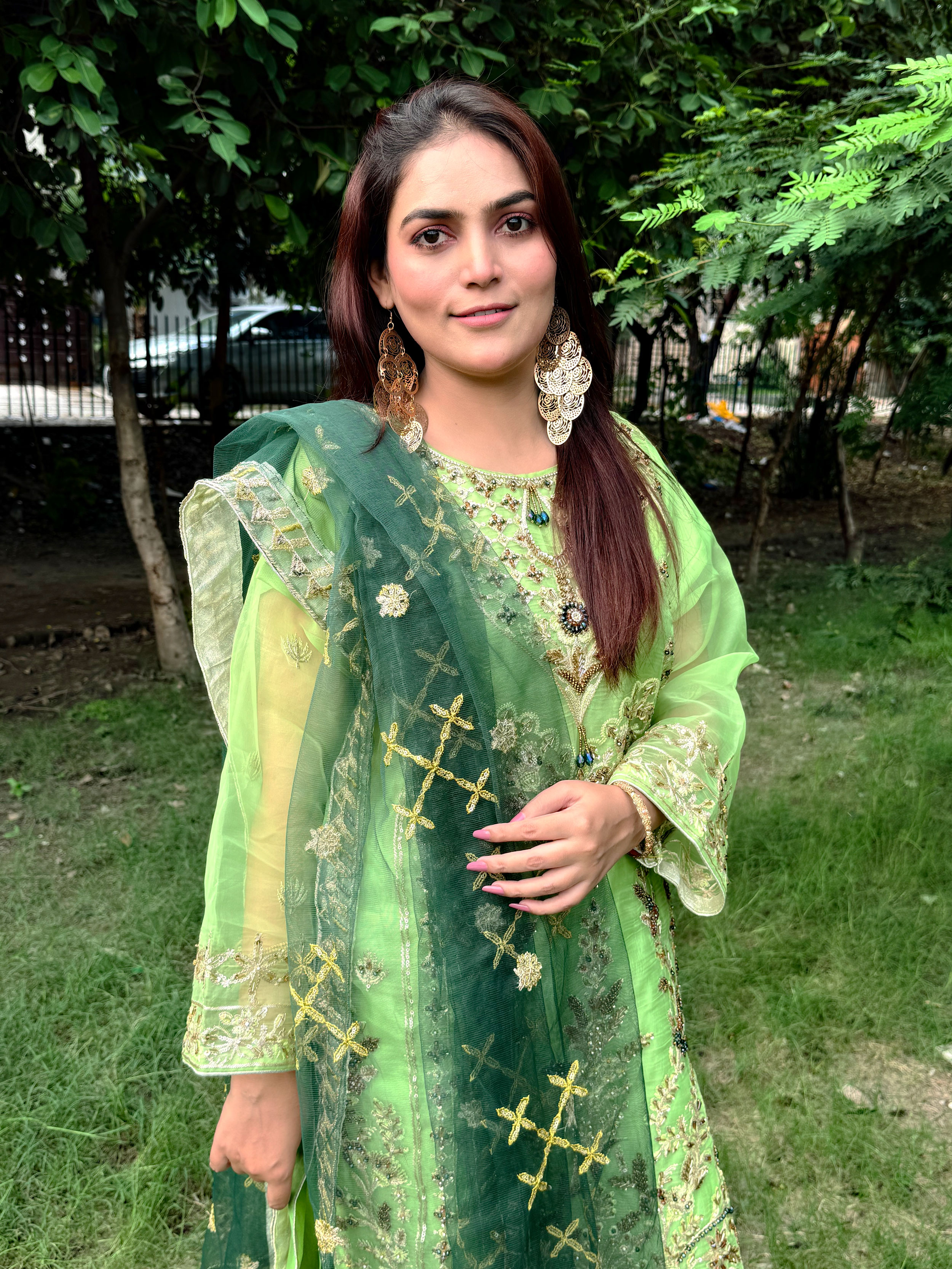Green Embroidered Suit - Mehwish Collection