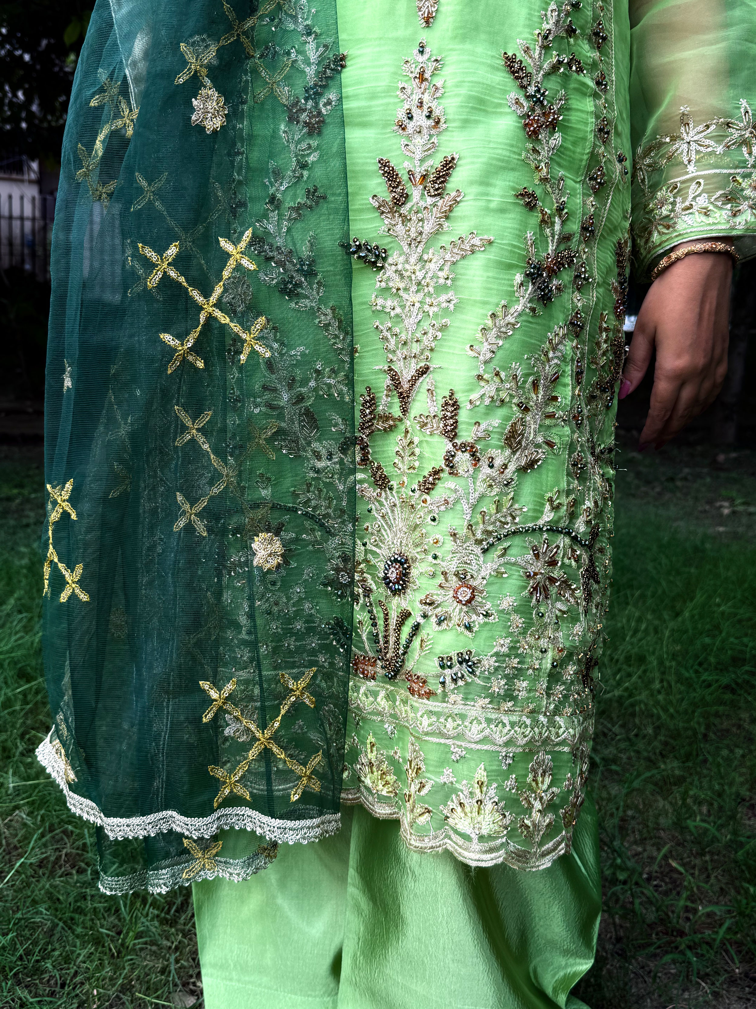 Green Embroidered Suit - Mehwish Collection 