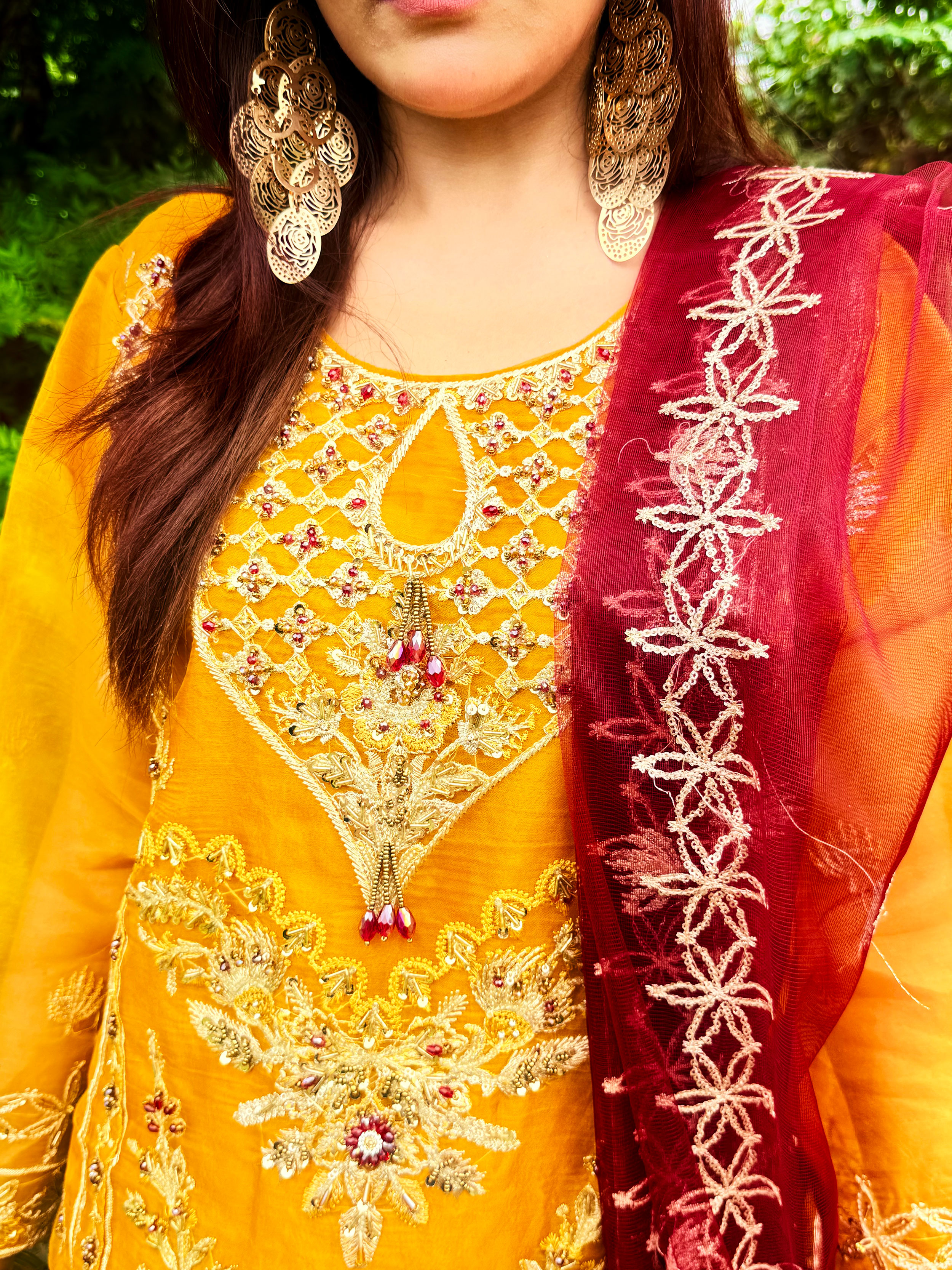 Embroidered Orange Suit - Mehwish Collection 