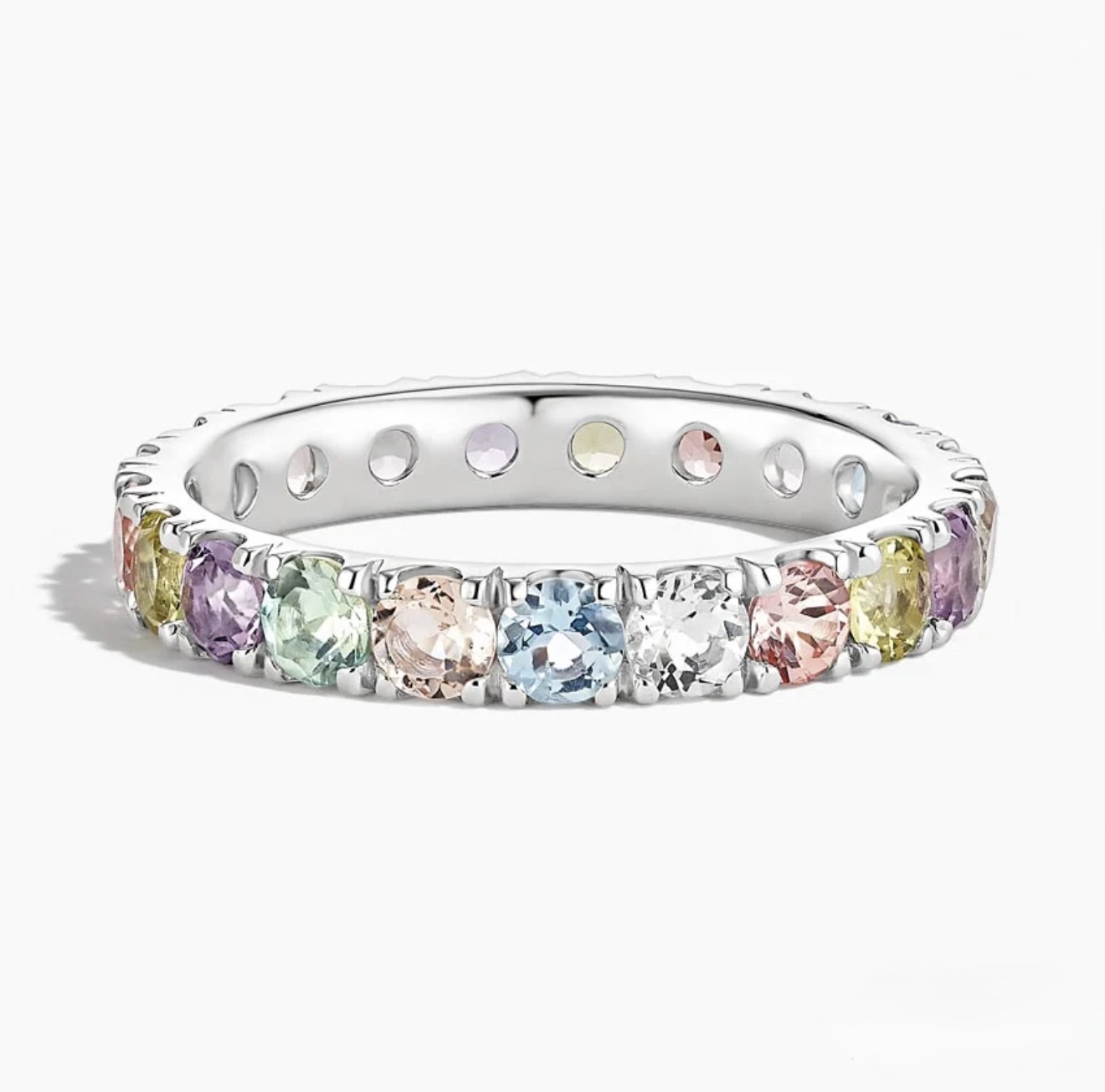 Multicolor 18k White Gold Gemstone Eternity Ring