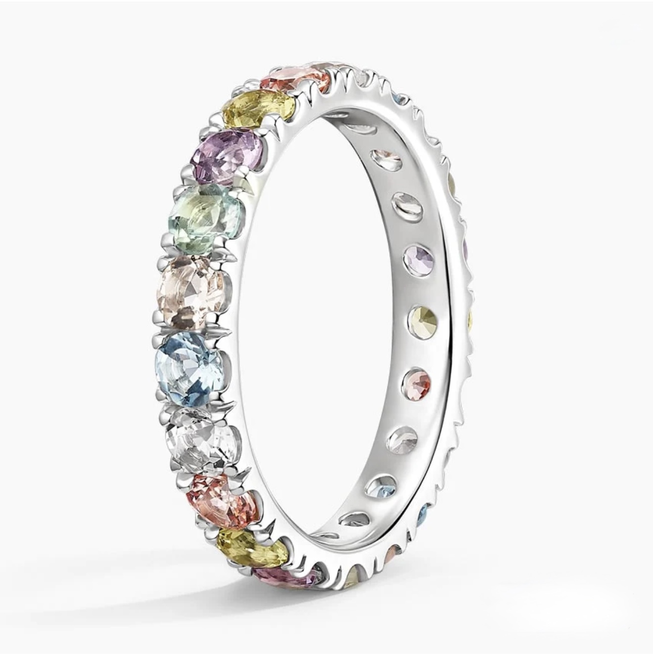 Multicolor 18k White Gold Gemstone Eternity Ring