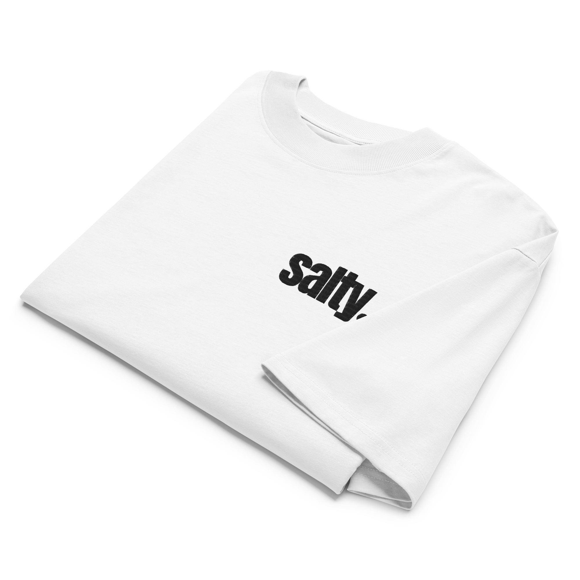 Salty. Organic Embroidered White T-Shirt