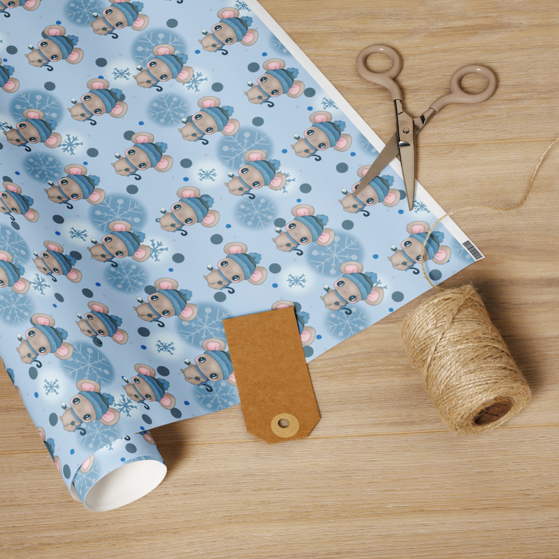 Kawaii Mouse Winter Pattern Wrapping Paper